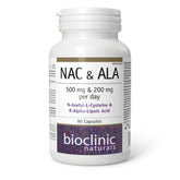 Bioclinic Naturals NAC & ALA 500mg 200mg 90 Vegetarian Capsules - Nature's Source Inc