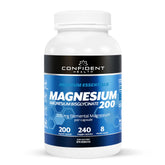 Confident Health Magnesium Bisglycinate 200 240 Vegetarian Capsules
