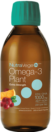 NutraVege Plant Based Omega 3 (Extra Strength) Cranberry Orange - 200ml - Nature's Source Inc