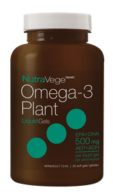 NutraVege Plant Based Omega 3 Liquid Gels (Fresh Mint) 30 Softgels - Nature's Source Inc