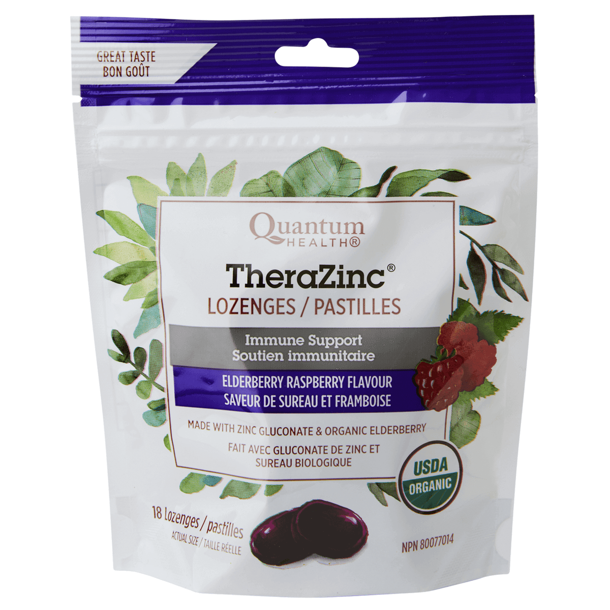 Quantum Organic TheraZinc Elderberry 18 Lozenges