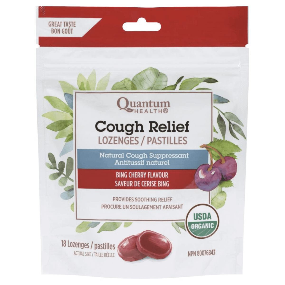 Quantum Organic Cough Relief Bing Cherry Lozenges