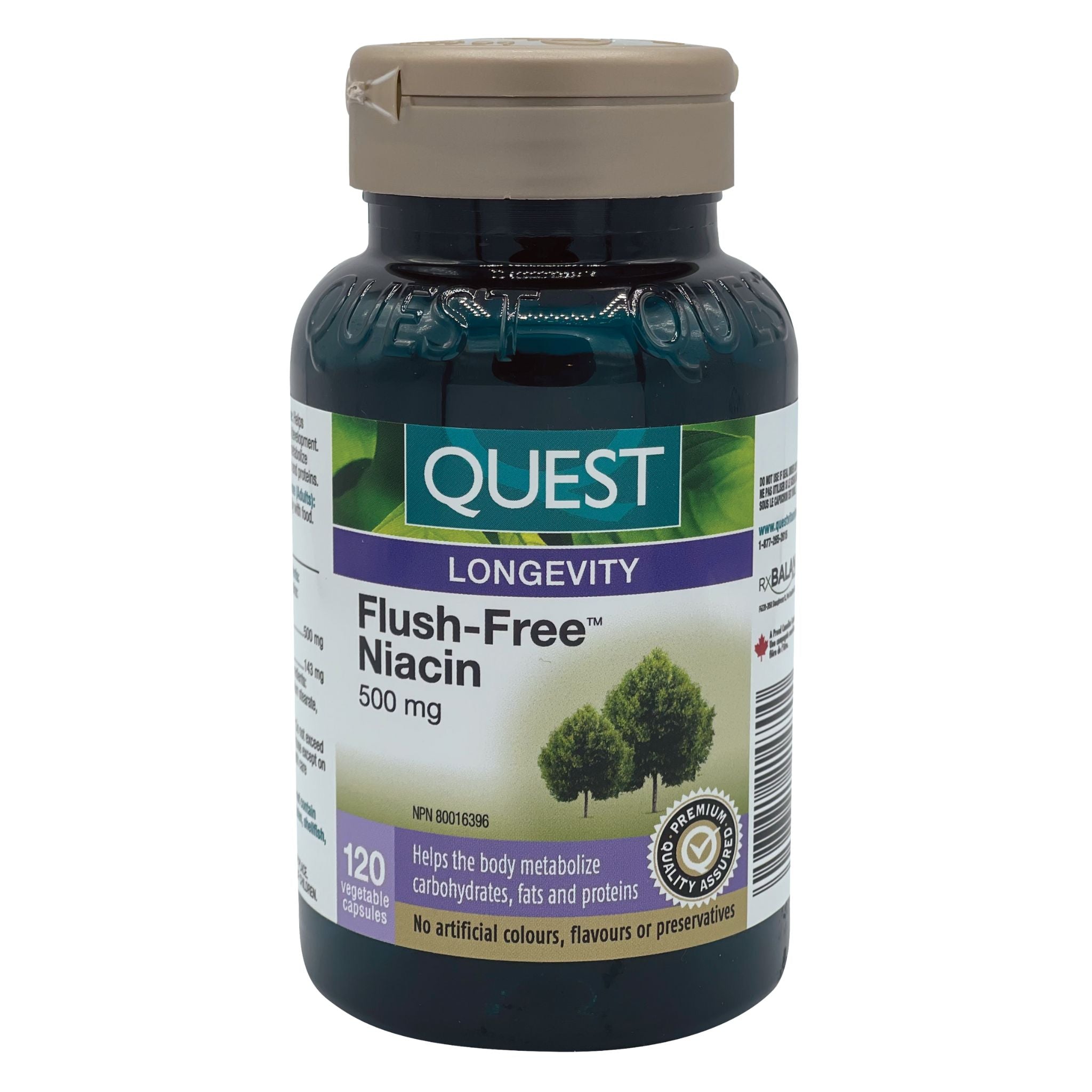 Quest Flush - Free Niacin 500 mg 120 Capsules - Nature's Source Inc