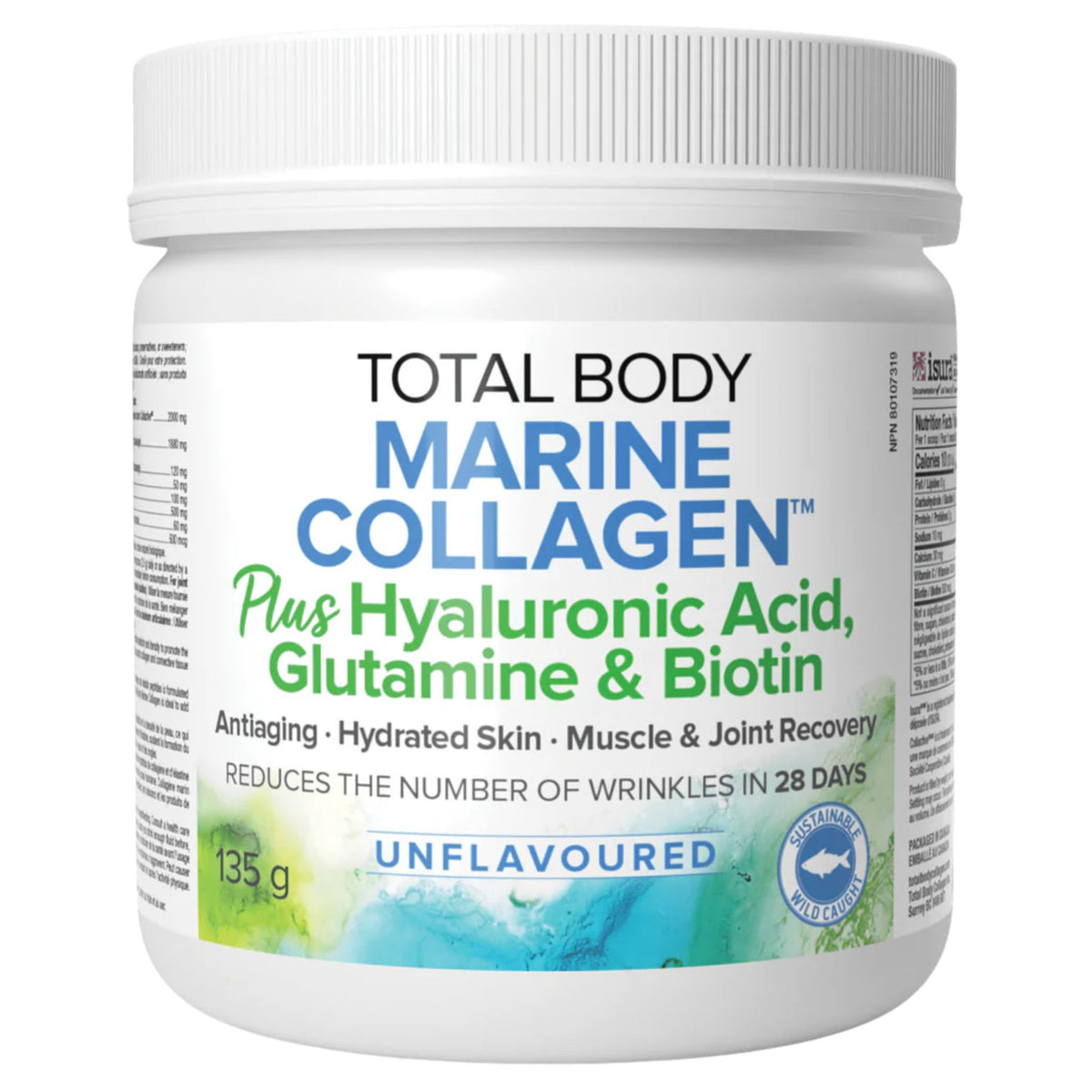 Total Body Marine Collagen Plus Hyaluronic Acid, Glutamine, & Biotin Unflavoured Powder 135g - Nature's Source Inc