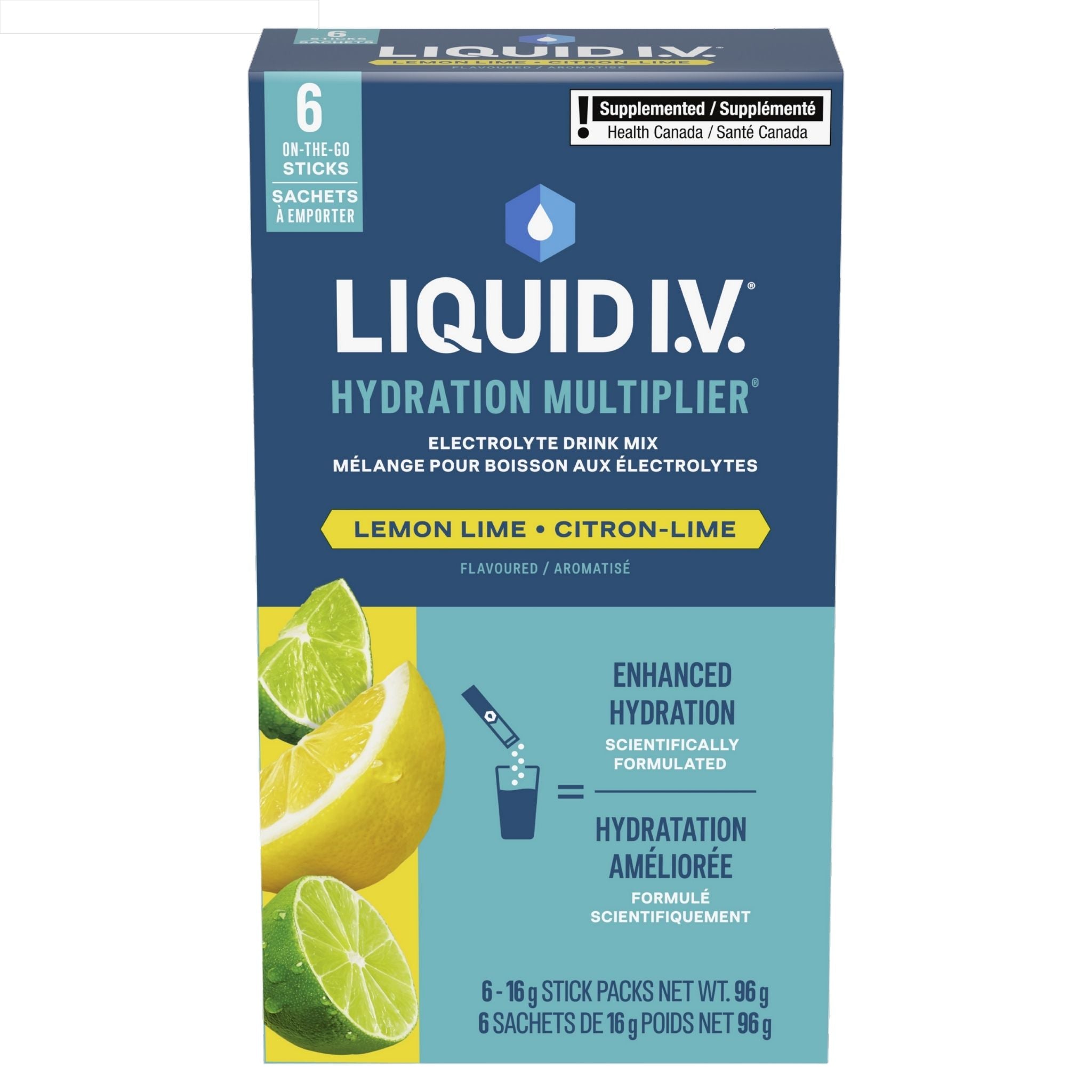 Liquid I.V. Electrolyte Drink Mix Lemon Lime 6 Sachets - Nature's Source Inc