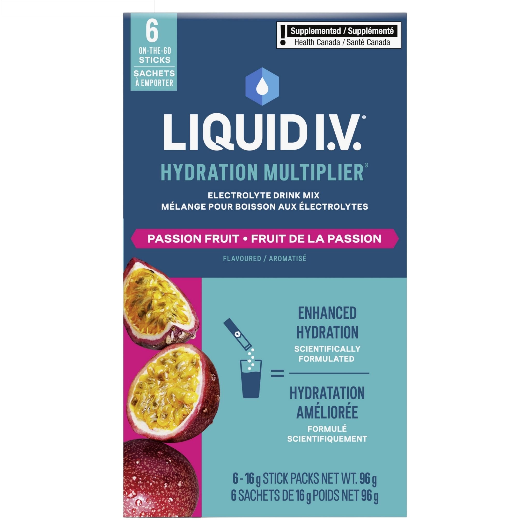 Liquid I.V. Electrolyte Drink Mix Passion Fruit 6 Sachets - Nature's Source Inc