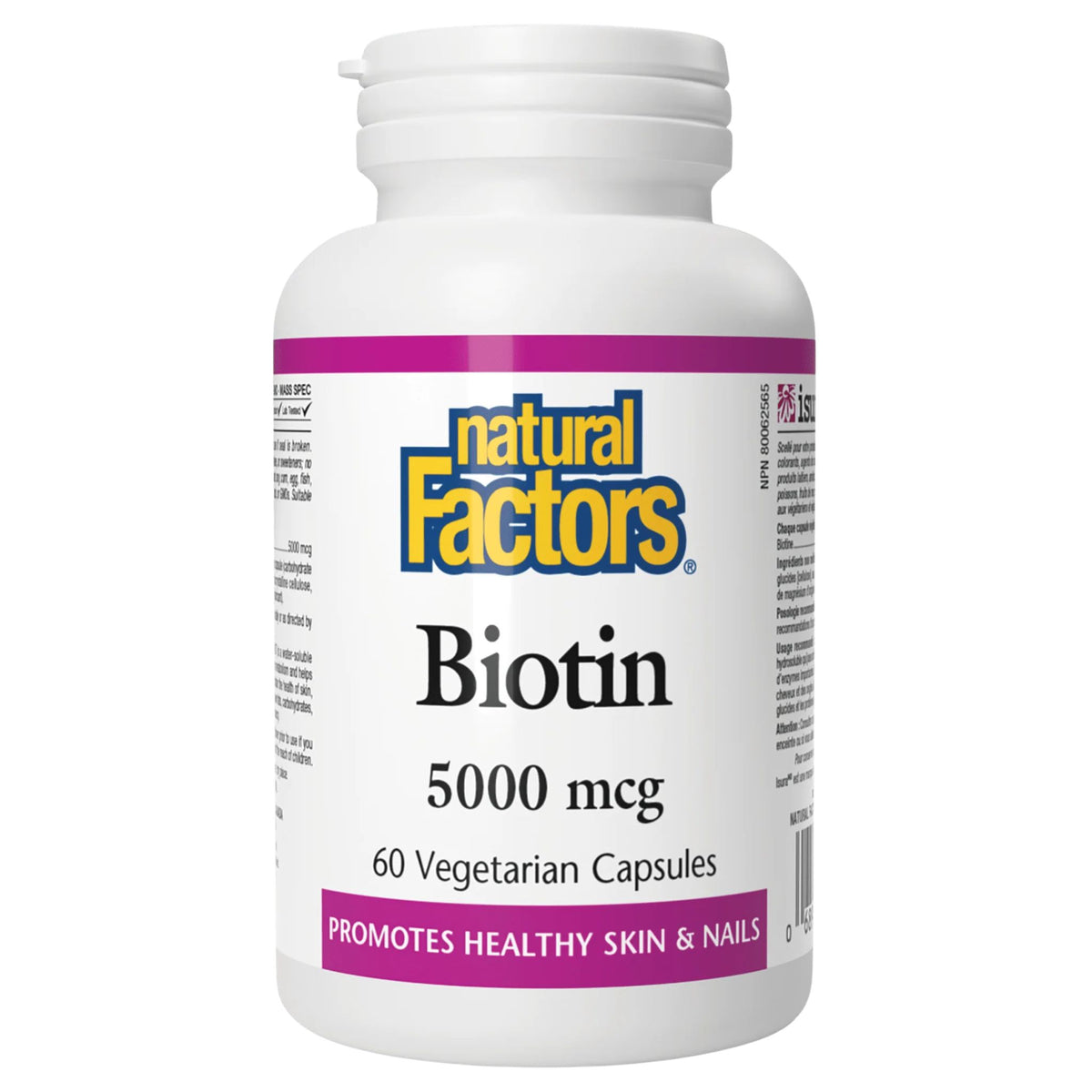 Natural Factors Biotin 5000mg 60 Vegetarian Capsules - Nature's Source Inc