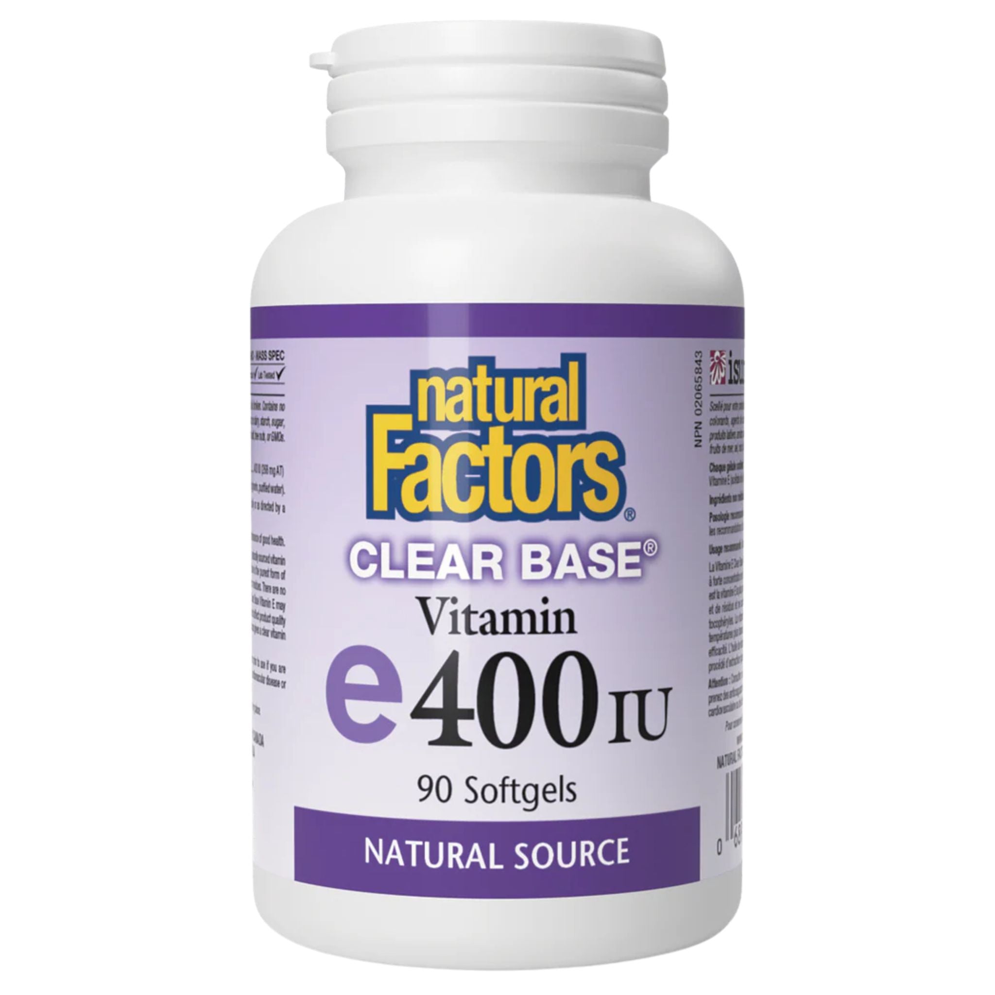 Natural Factors Clear Base Vitamin E 400 IU 90 Softgels - Nature's Source Inc