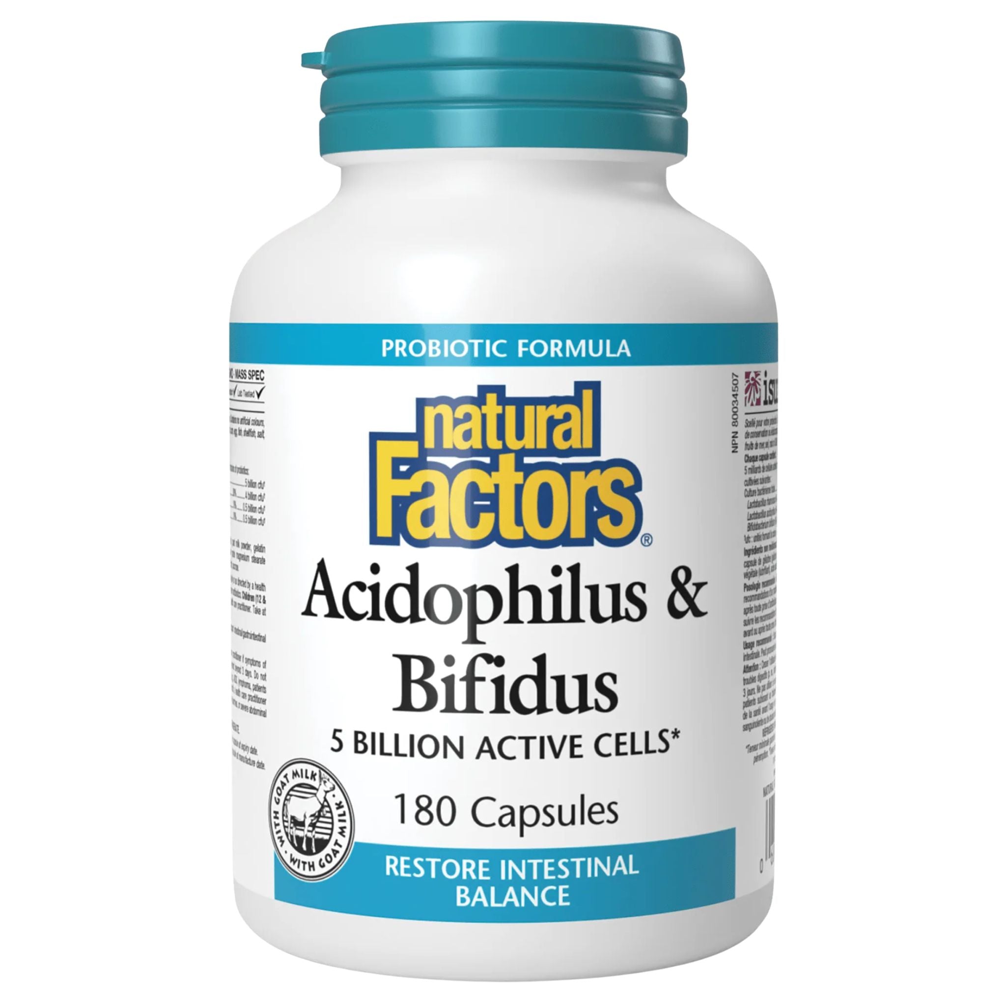 Natural Factors Acidophilus & Bifidus 5B 180 Capsules - Nature's Source Inc