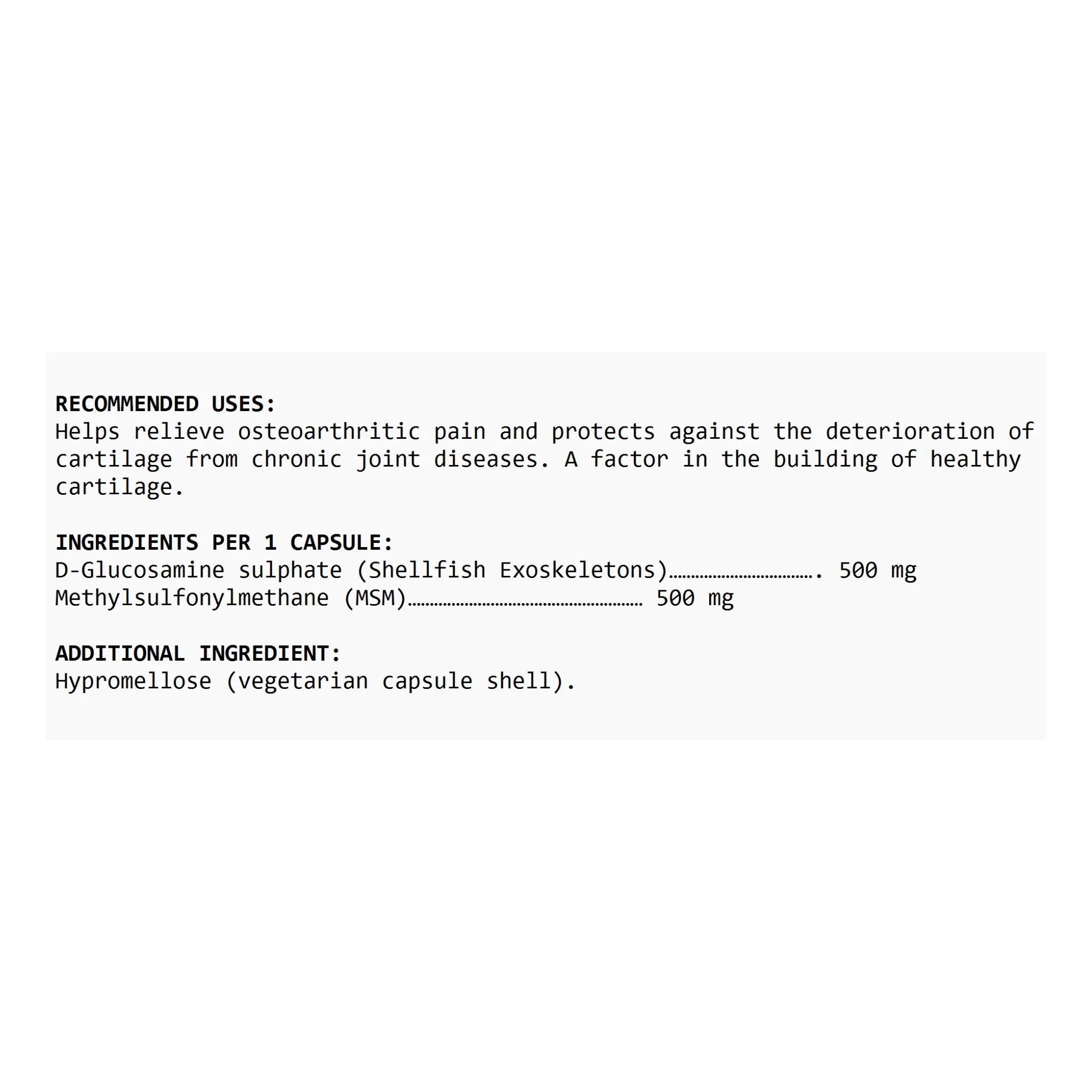 Alpha Science MSM & D-Glucosamine Sulphate 90c