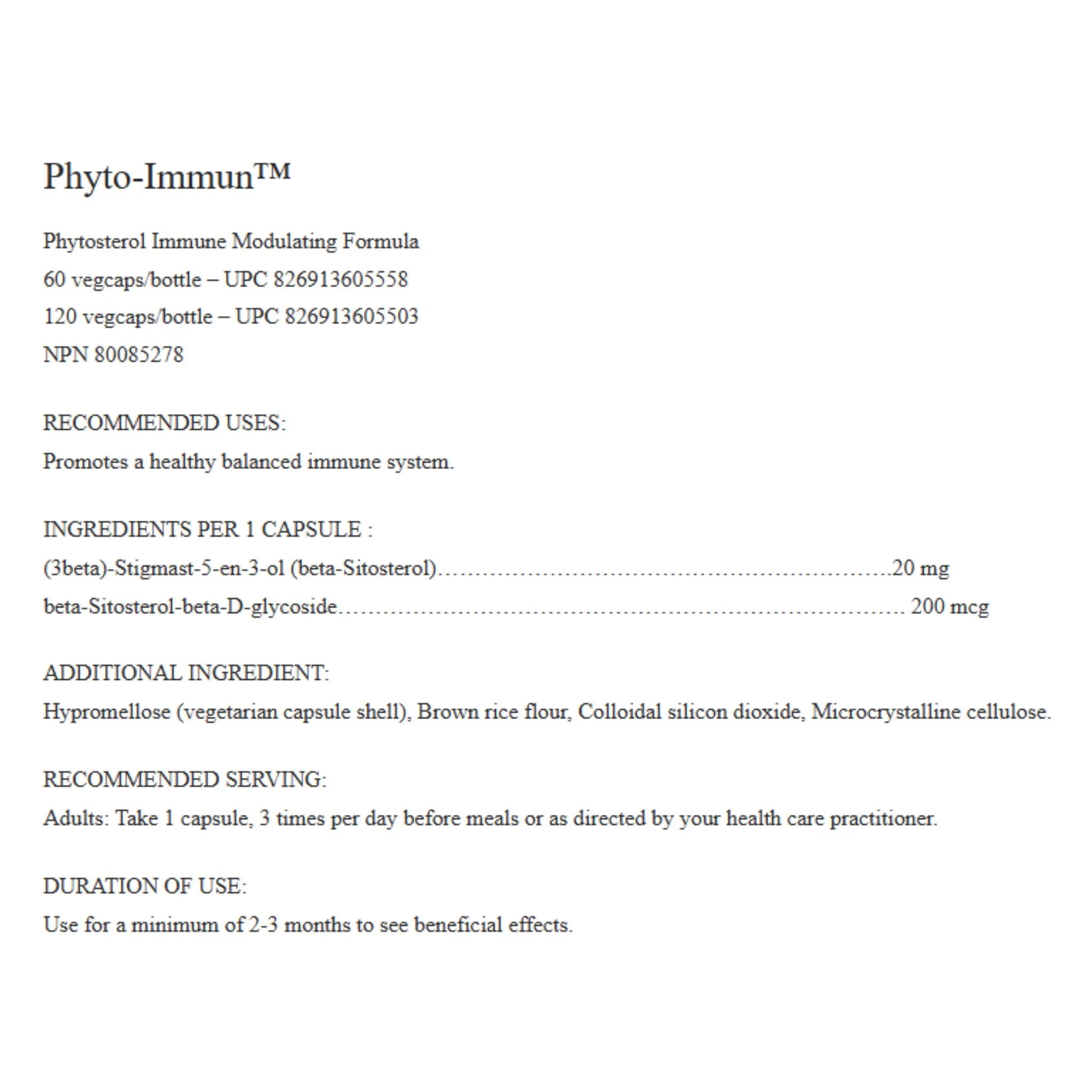 Alpha Science Phyto - Immun 120 Capsules - Nature's Source Inc