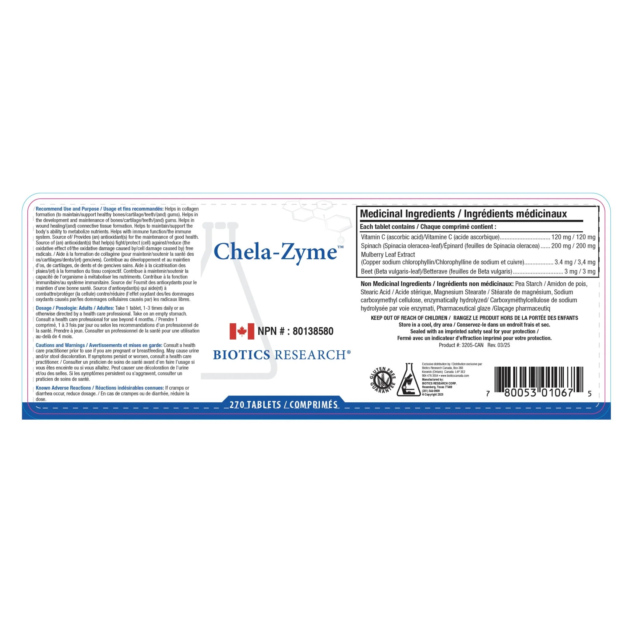 Biotics Research Chela-Zyme 270 Tablets