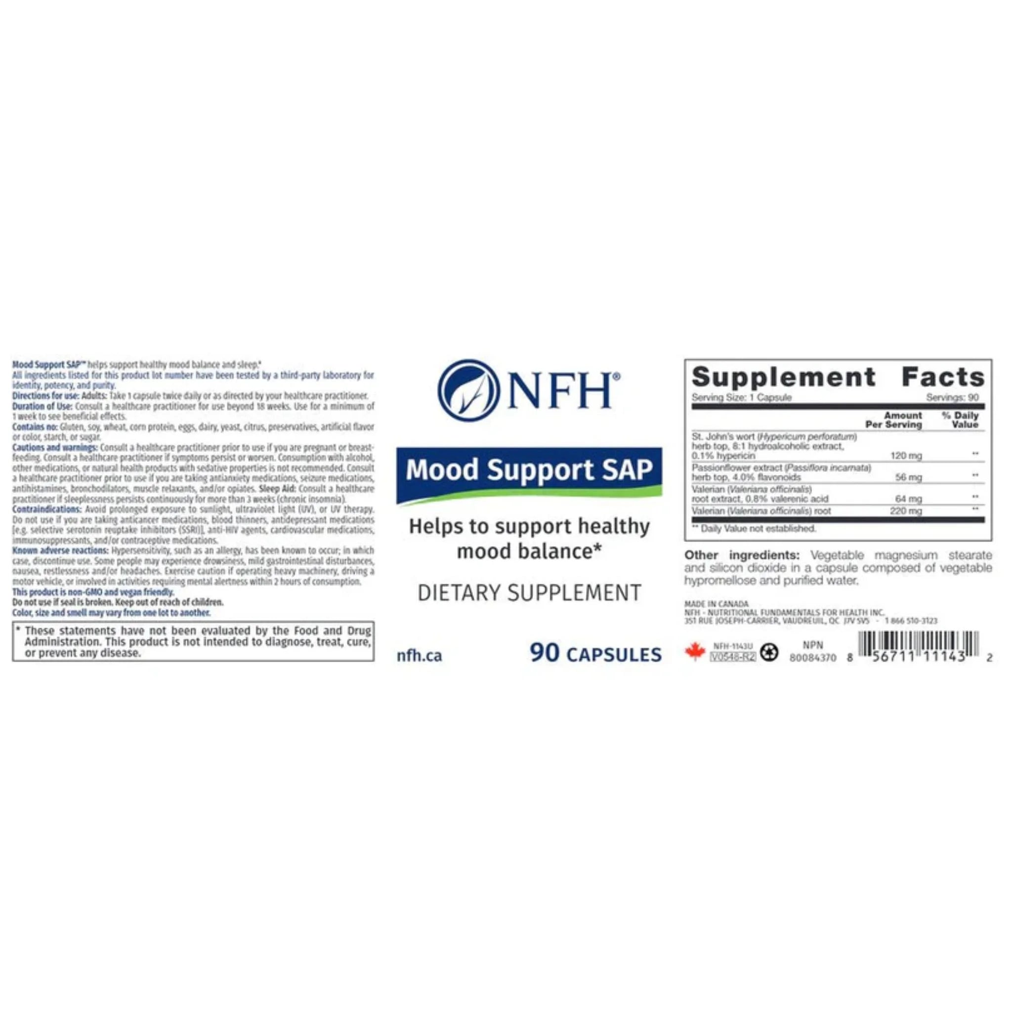 Nfh Mood Support Sap 90 Capsules - Nature's Source Inc