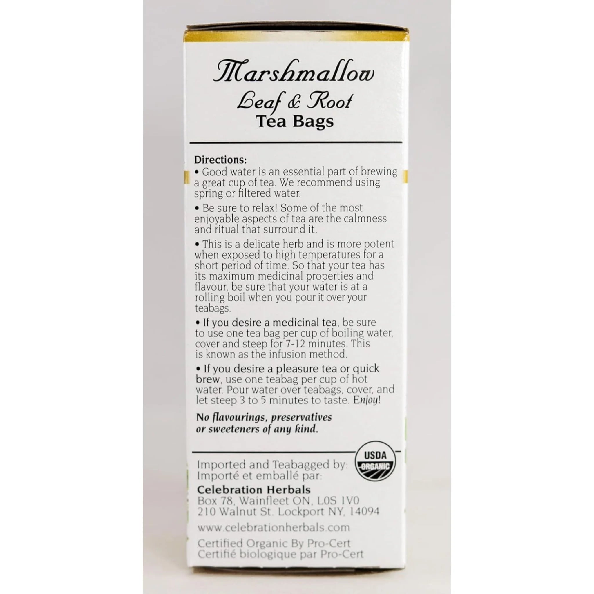 Celebration Herbals Organic Marshmallow Leaf Tea 24 bags - Nature's Source Inc
