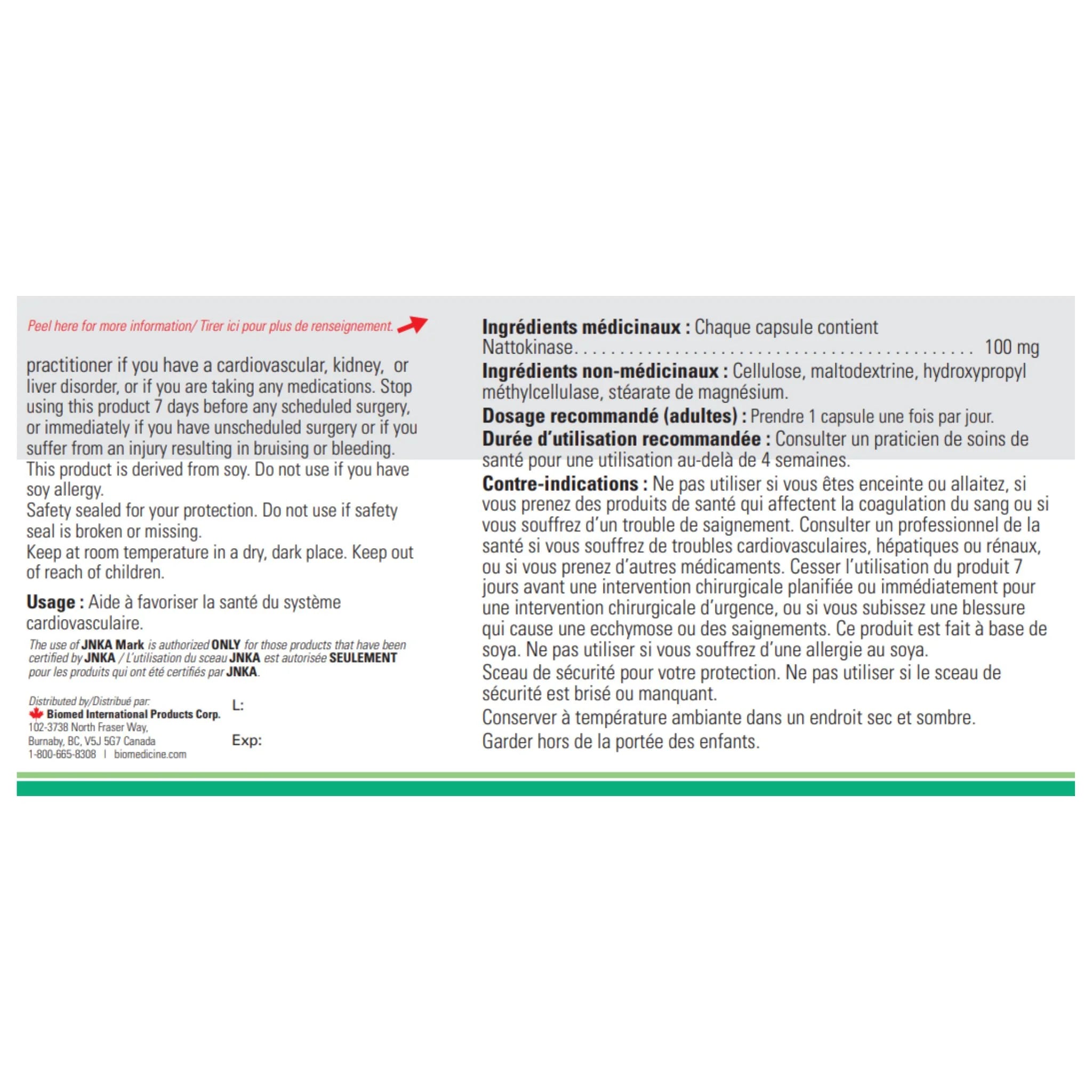Biomed Nattokinase NSK SD 60 Capsules - Nature's Source Inc