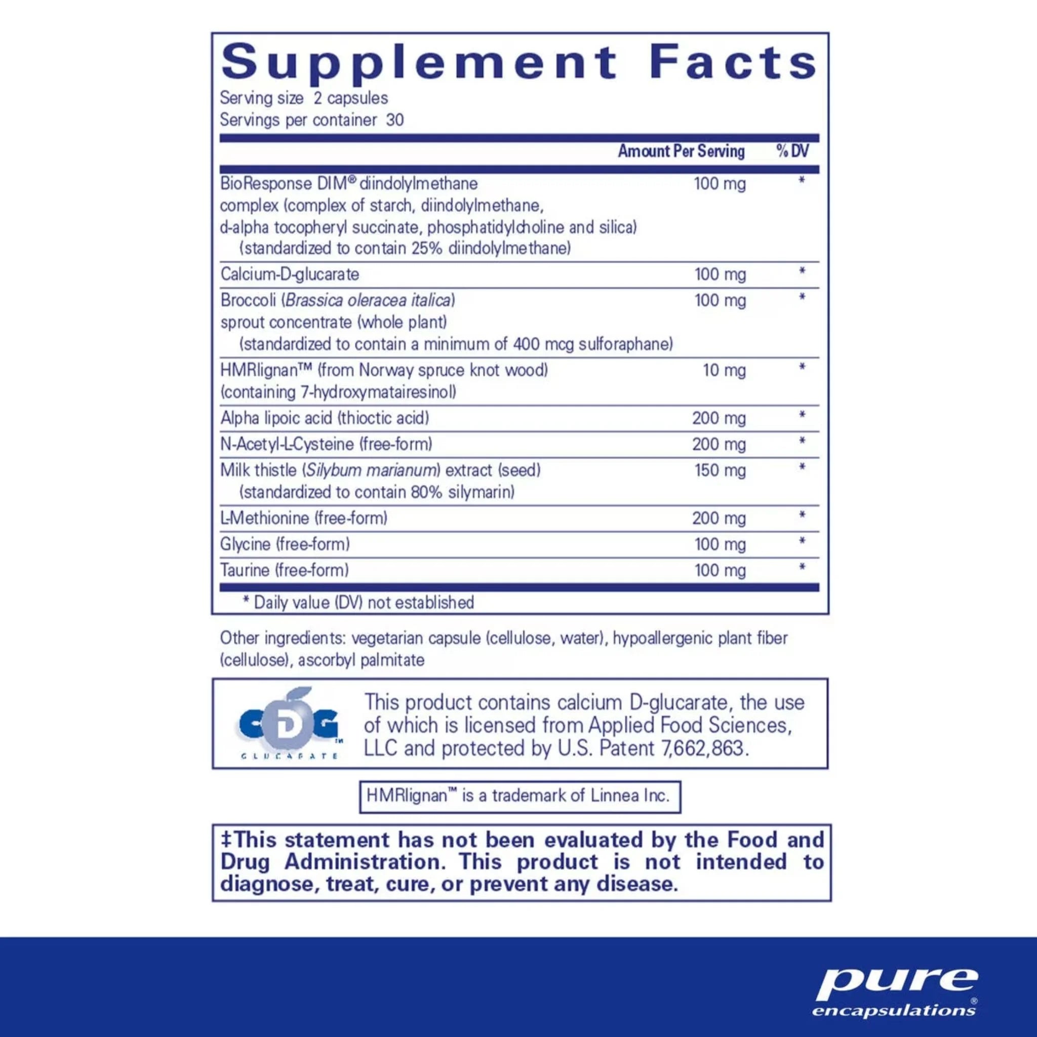Pure Encapsulations DIM + Detox 60 Veg Caps - Nature's Source Inc