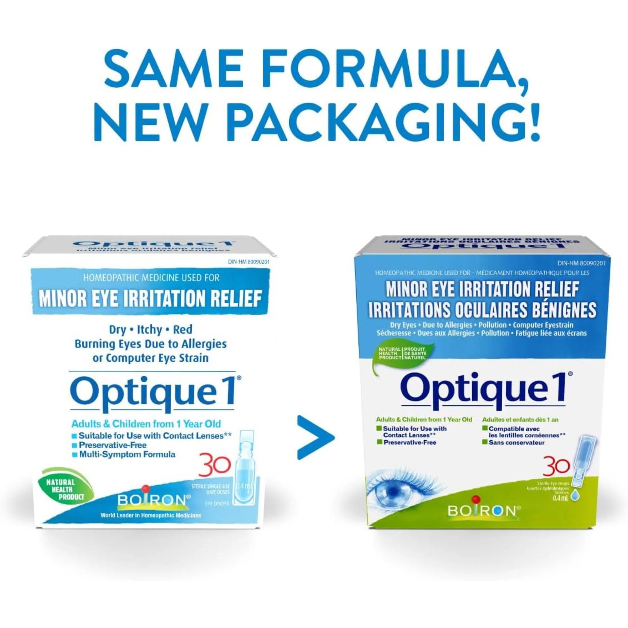 Boiron Optique 1 Irritation Relief Eye Drops, 30 Doses (0.4ml) - Nature's Source Inc