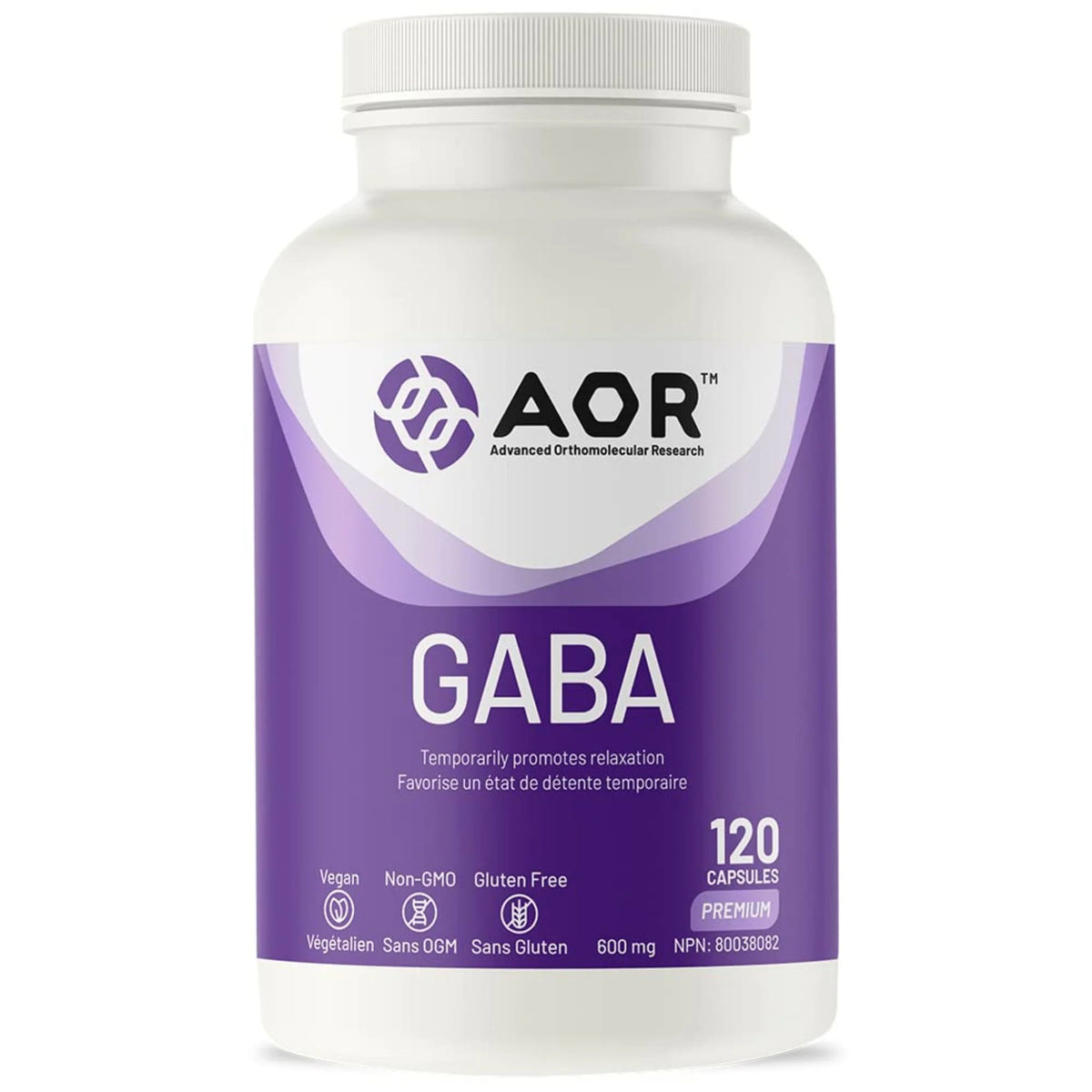 AOR GABA (Stress & Anxiety) 120 Vegan Capsules - Nature's Source Inc