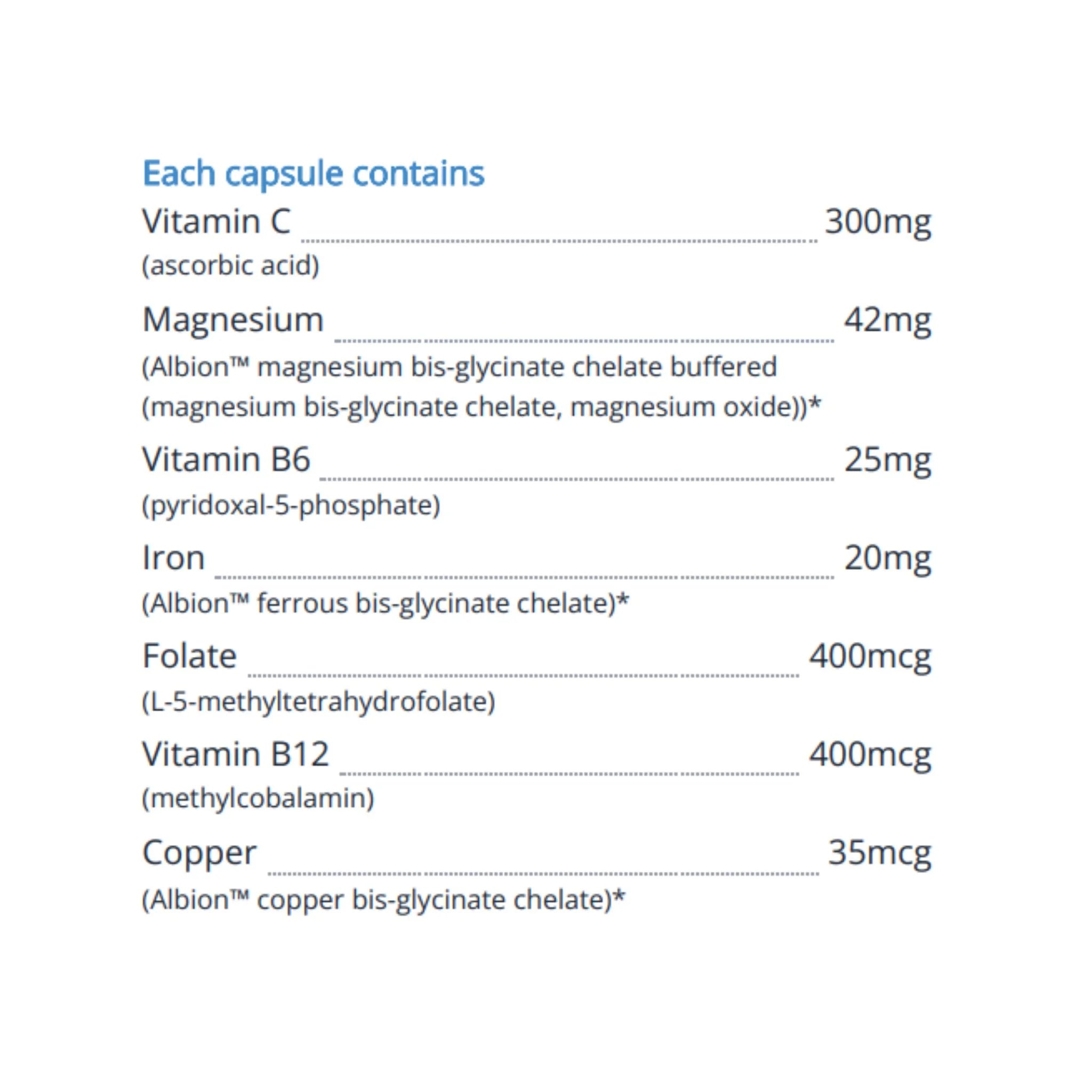 Cyto Matrix Iron Matrix 20mg 60 Vegetable Capsules