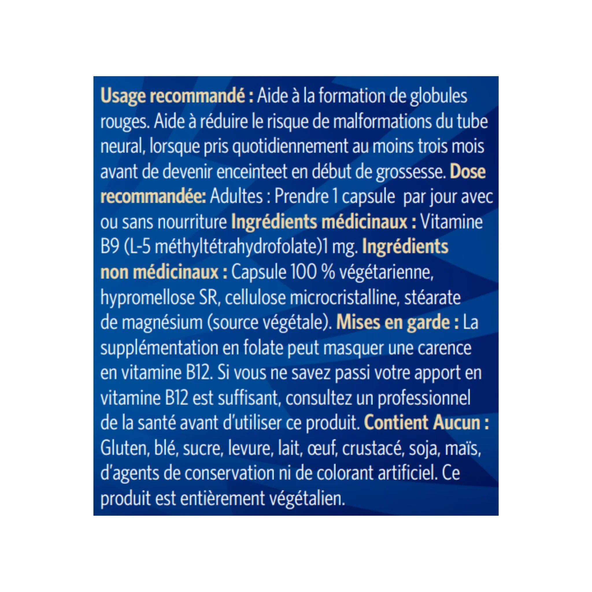 Pure Lab Vitamins Bioactive Folic Acid 1mg SR 60ct