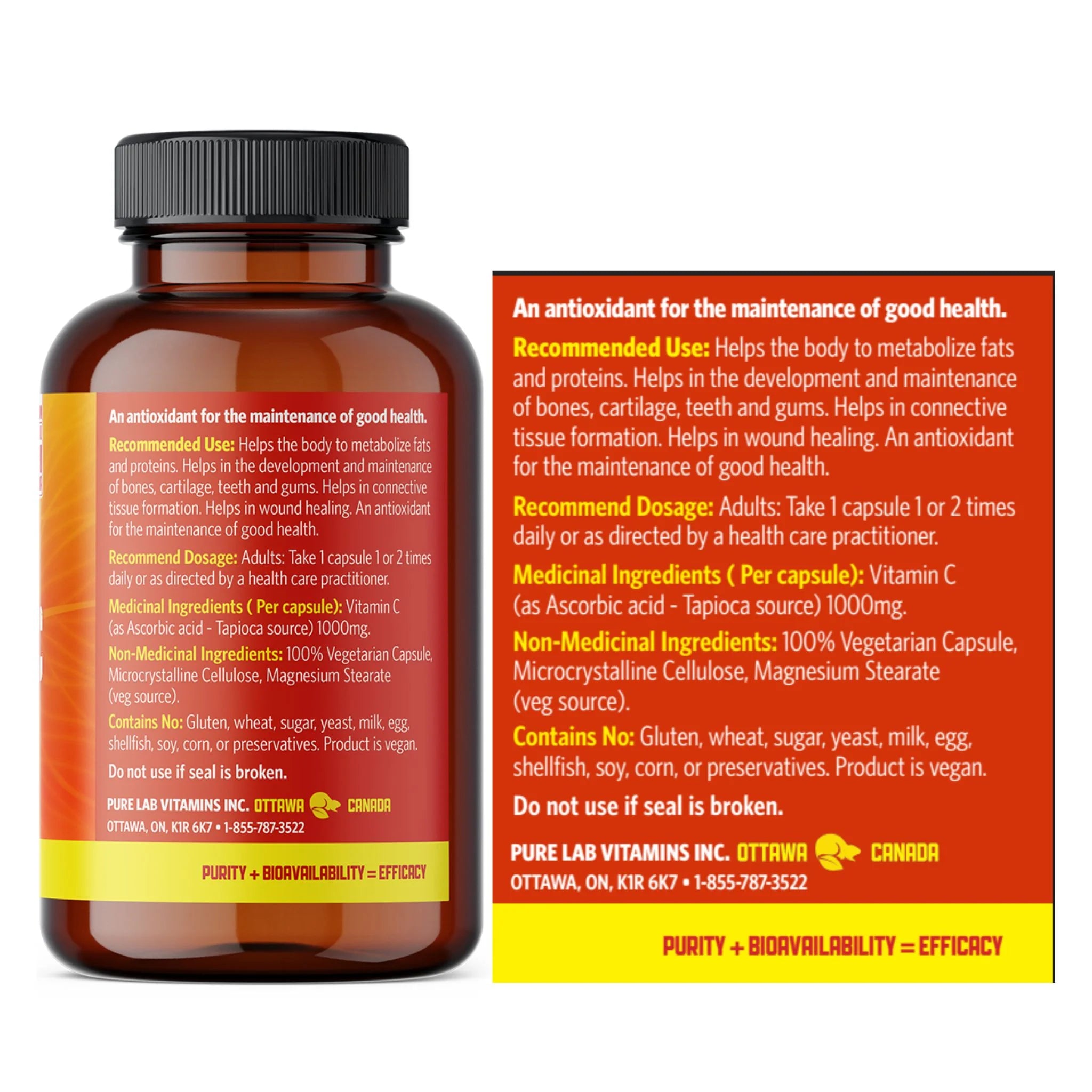 Pure Lab Vitamins Vitamin C 1000mg 120 Vegan Capsules