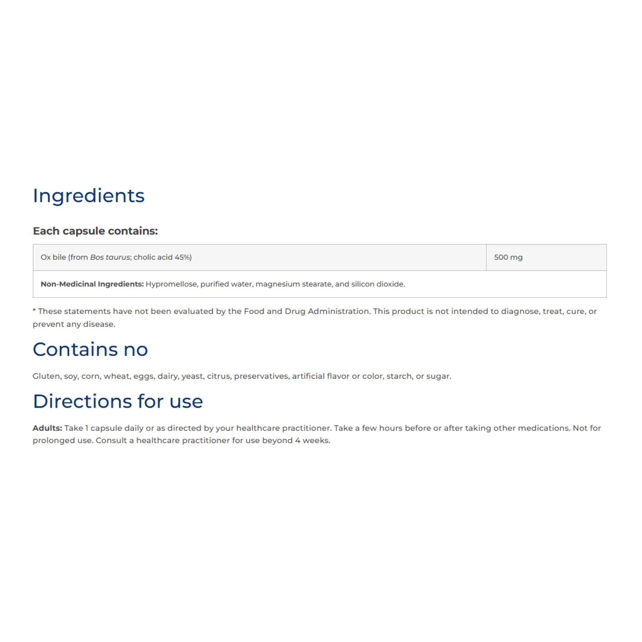NFH Ox Bile SAP 90 Capsules - Nature's Source Inc