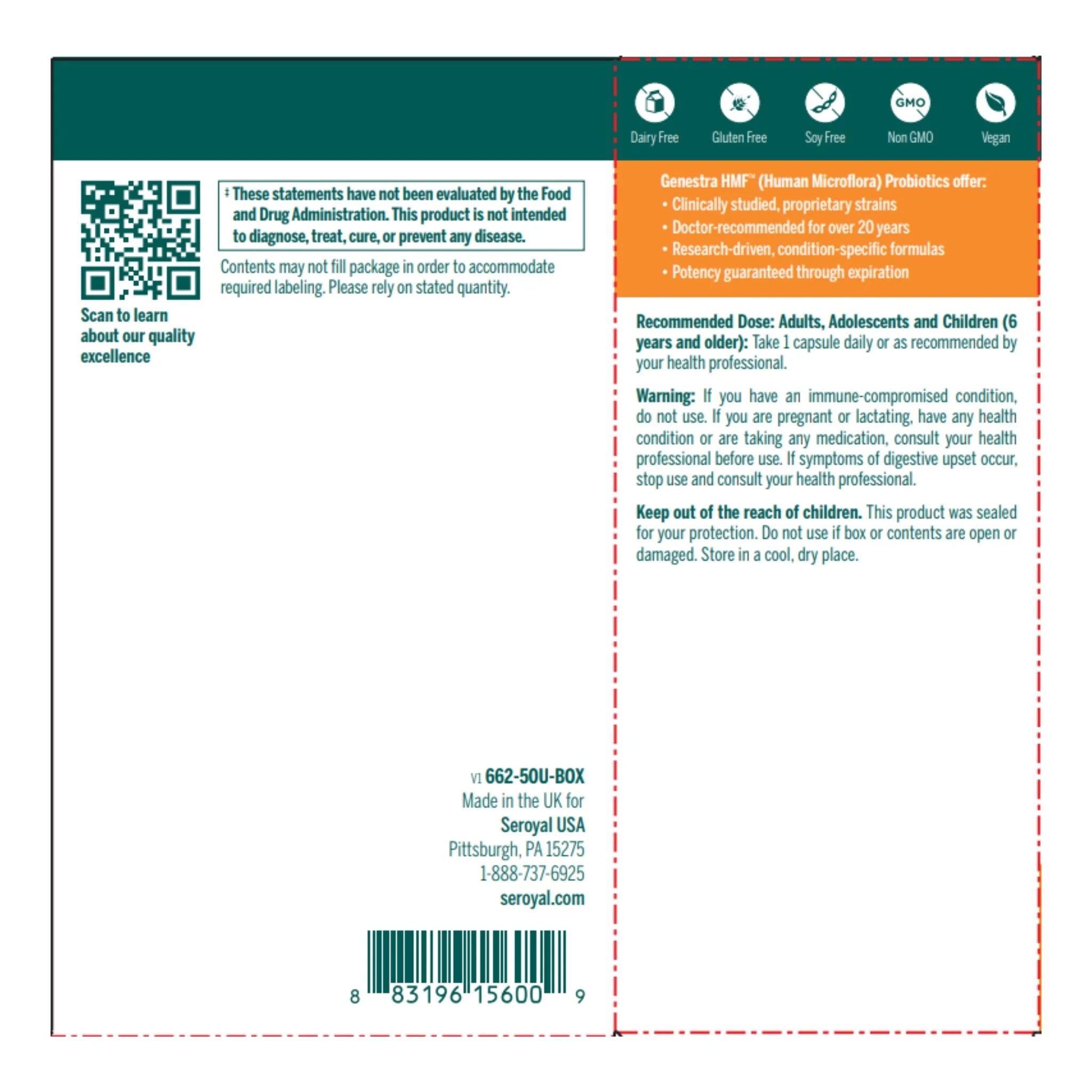 Genestra Brands HMF Multi Strain 50 Vegetarian Capsules - Nature's Source Inc