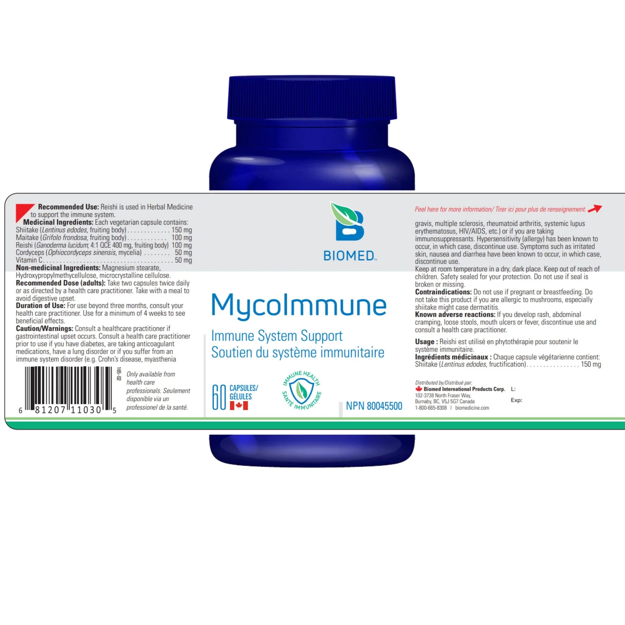 Biomed Mycoimmune 60 Capsules - Supports Immune System & Viral Infections, Powerful Mushrooms Medicine, Enhanced With Vitamin C