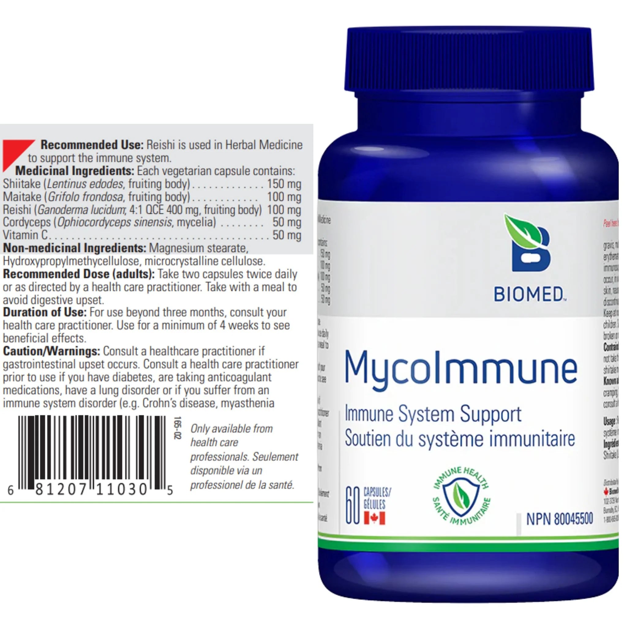 Biomed Mycoimmune 60 Capsules - Supports Immune System & Viral Infections, Powerful Mushrooms Medicine, Enhanced With Vitamin C