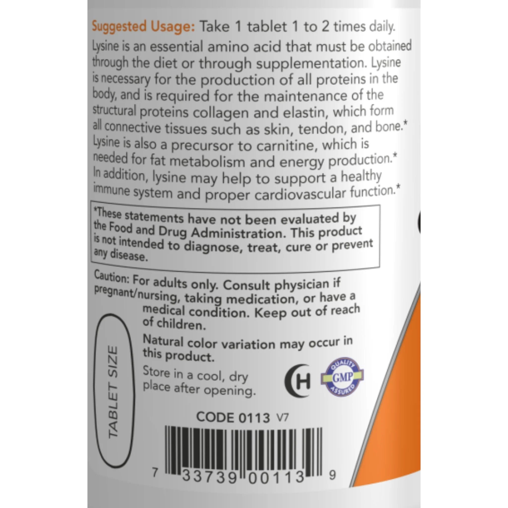 Now Double Strength L-Lysine 100 Veg-Tablets - Nature's Source Inc