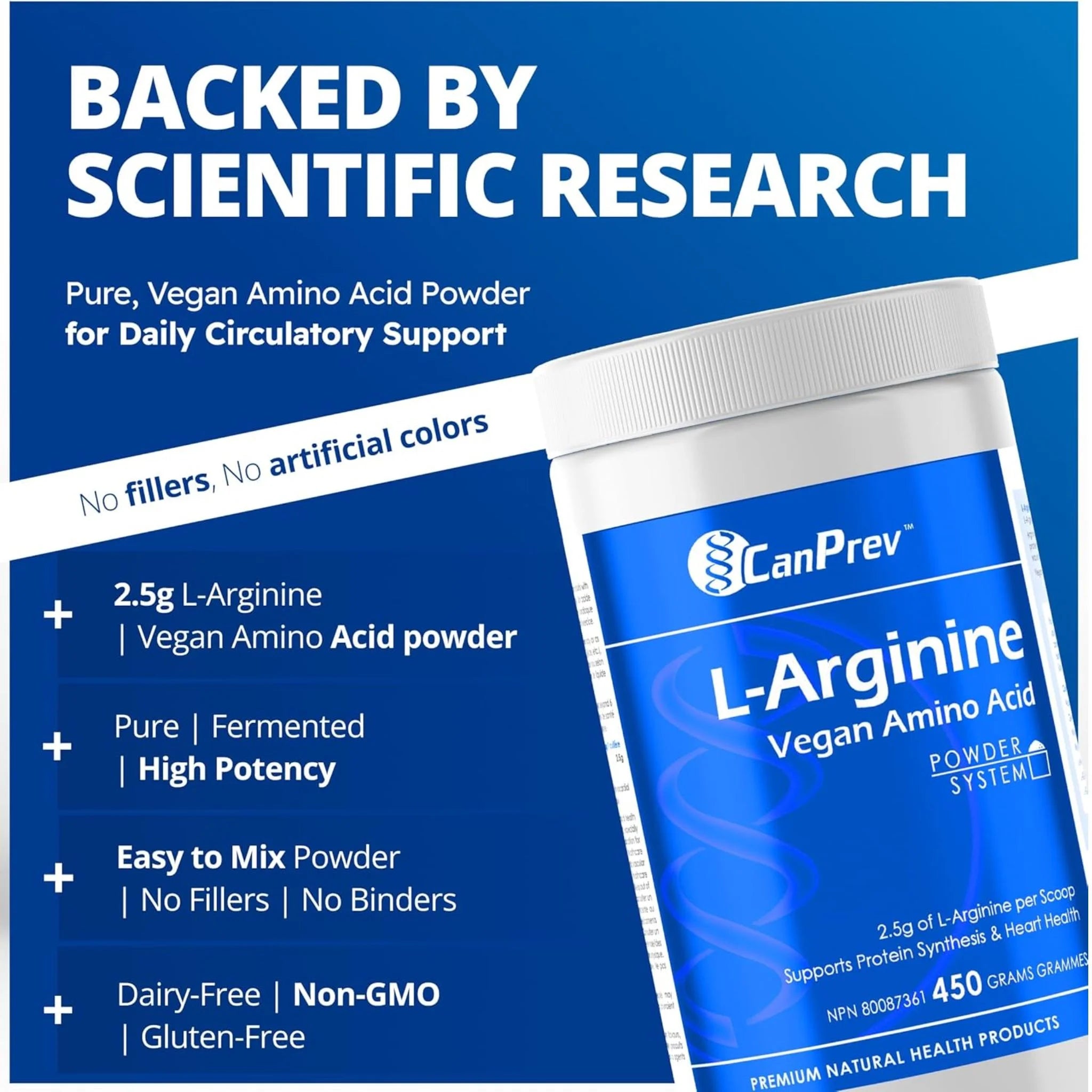 CanPrev L-Arginine Vegan Amino Acid Powder - 450g - Nature's Source Inc