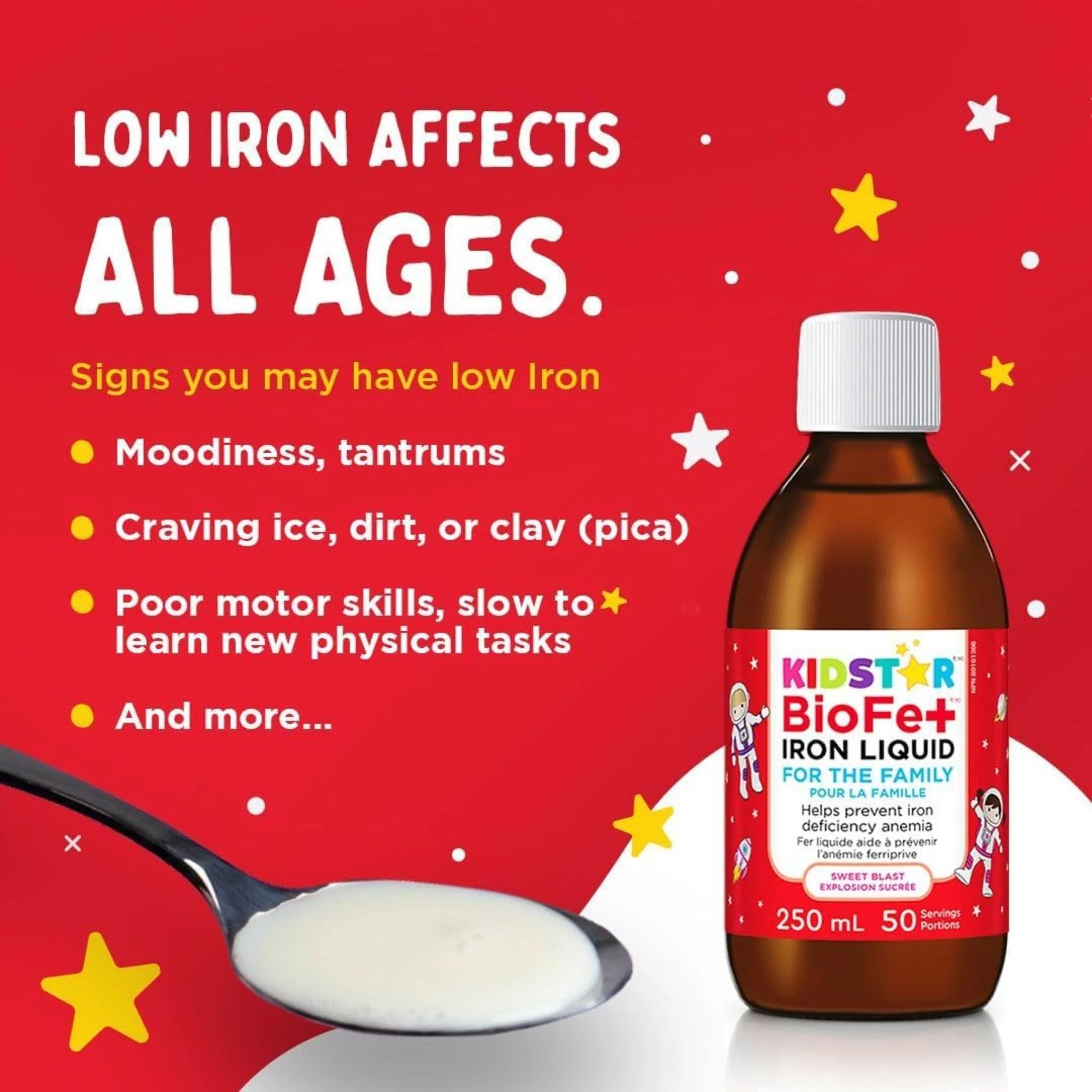 KidStar BioFe+ Iron Liquid Sweet Blast 250ml - Nature's Source Inc
