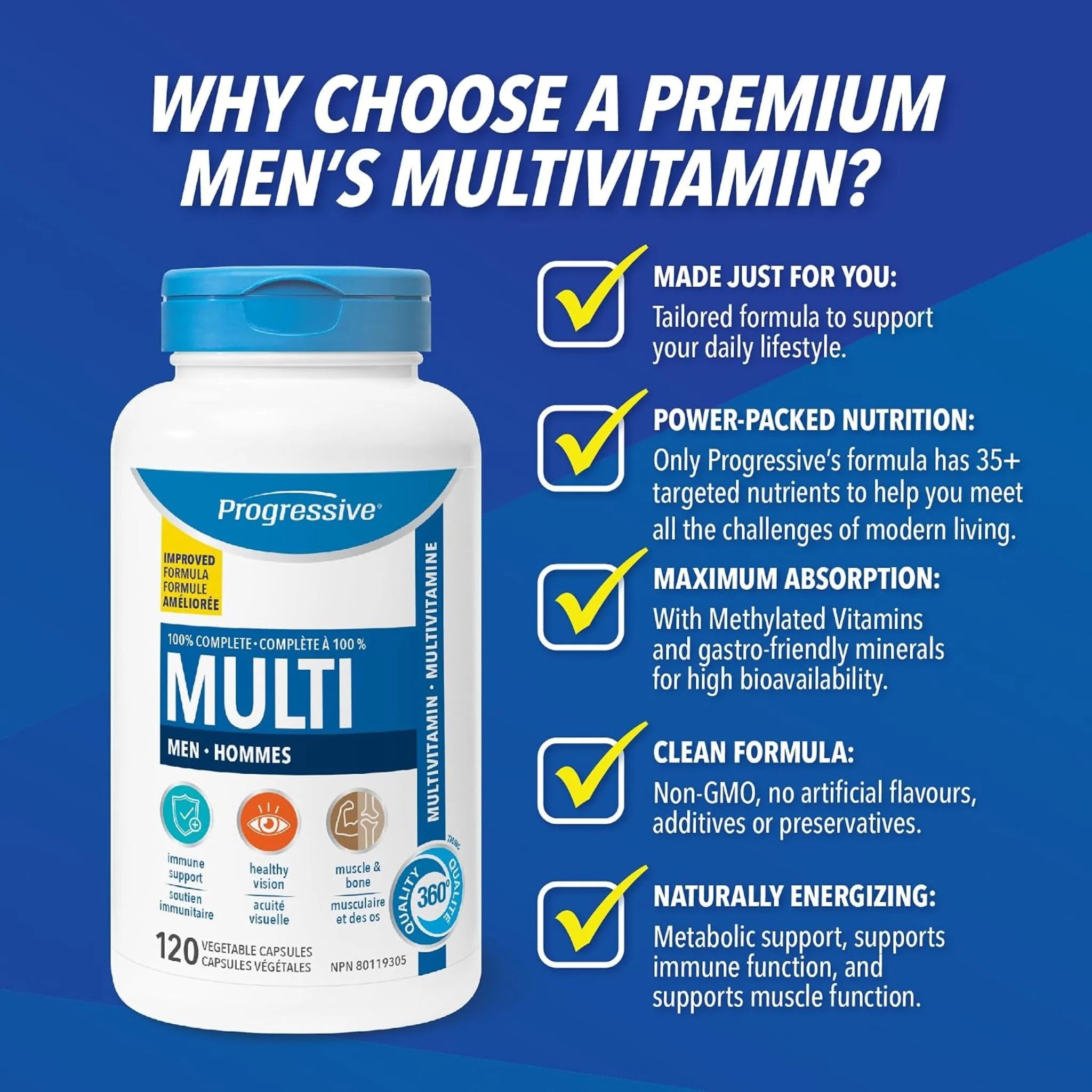Progressive MultiVitamin Adult Men 120c - Nature's Source Inc