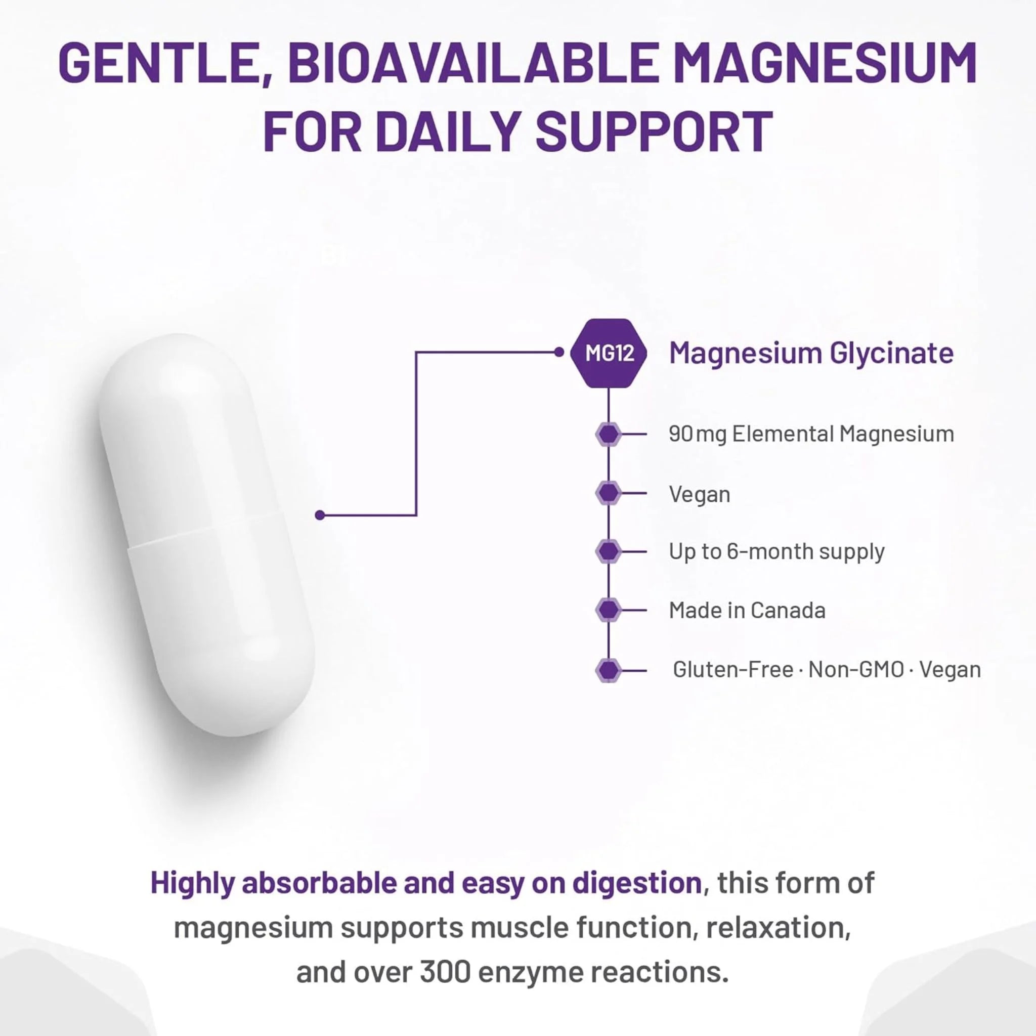 AOR Magnesium Glycinate 180 Vegan Capsules - Nature's Source Inc