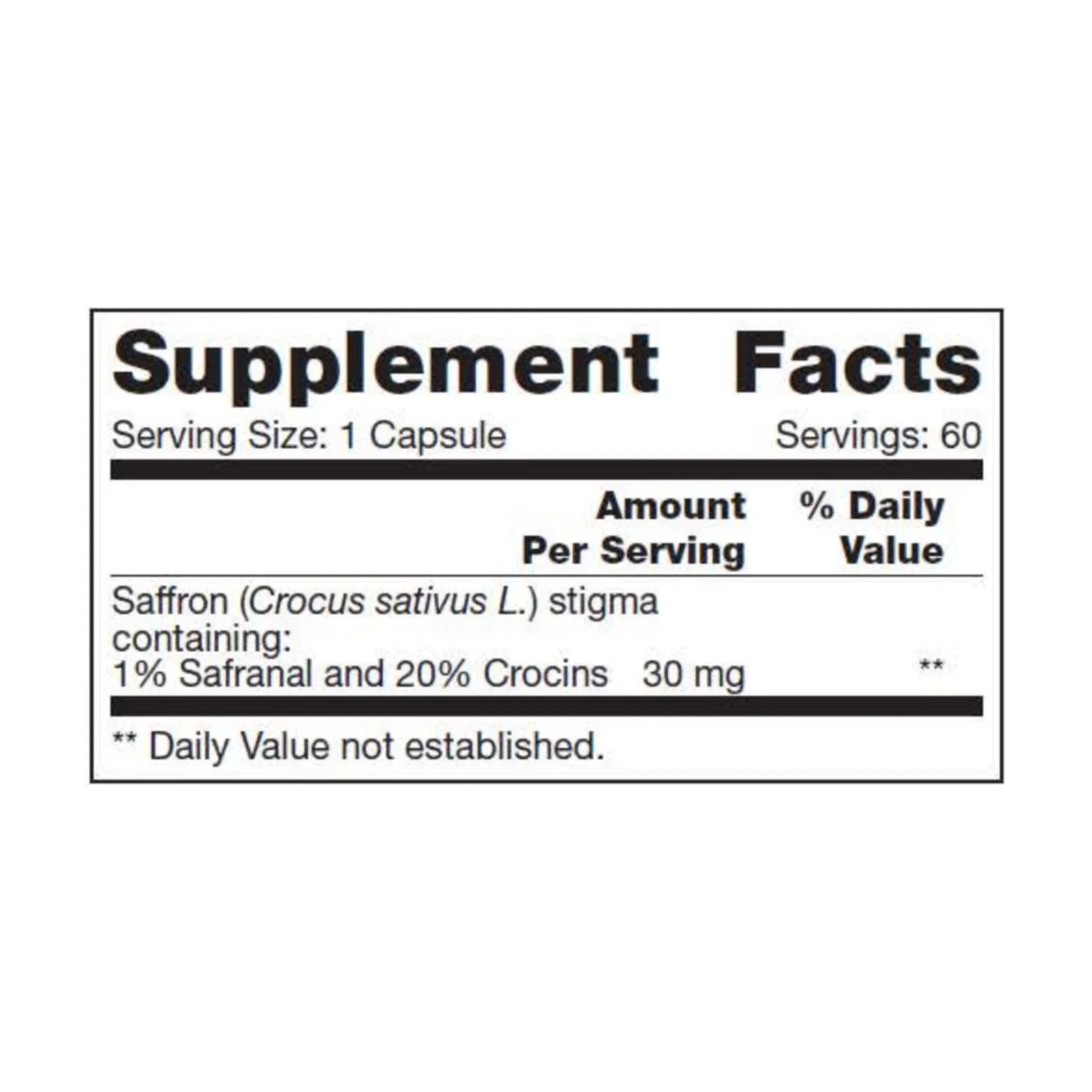 NFH Saffron SAP 60 Capsules - Nature's Source Inc