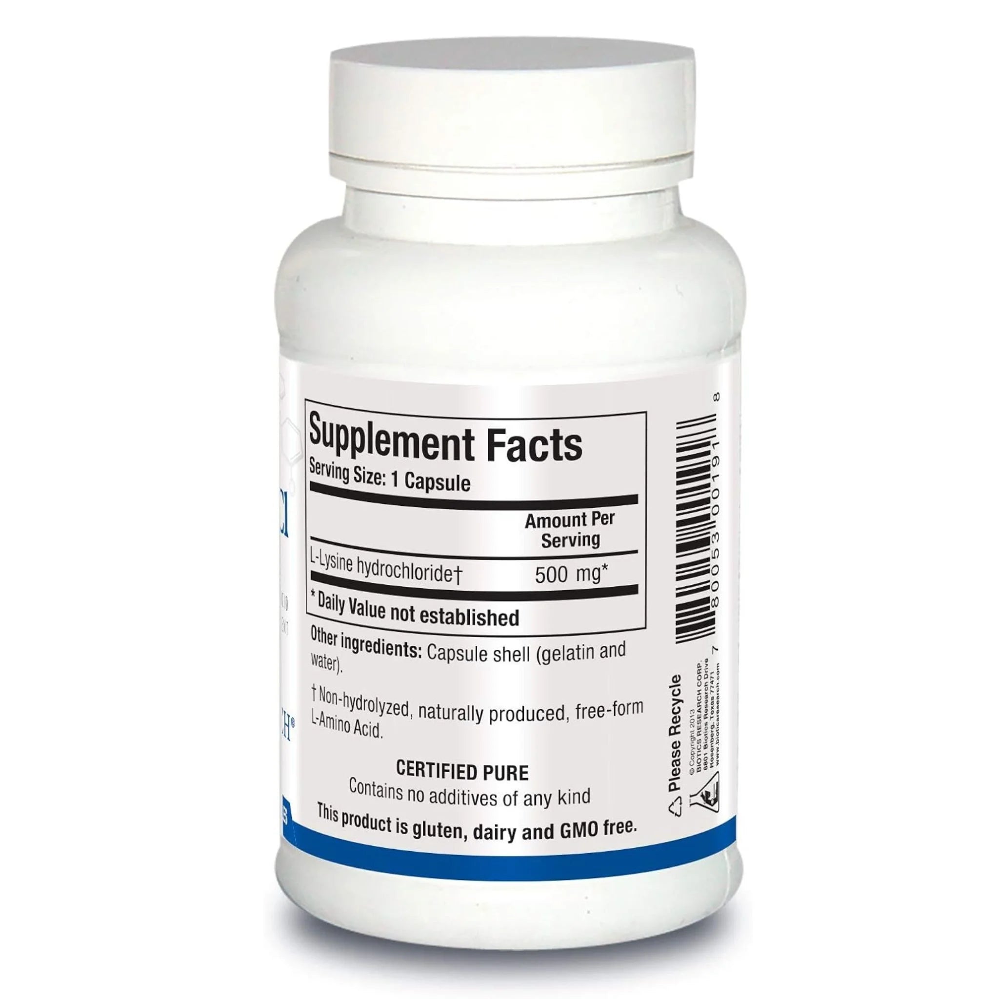 Biotics Research L-Lysine HCl 180 Capsules
