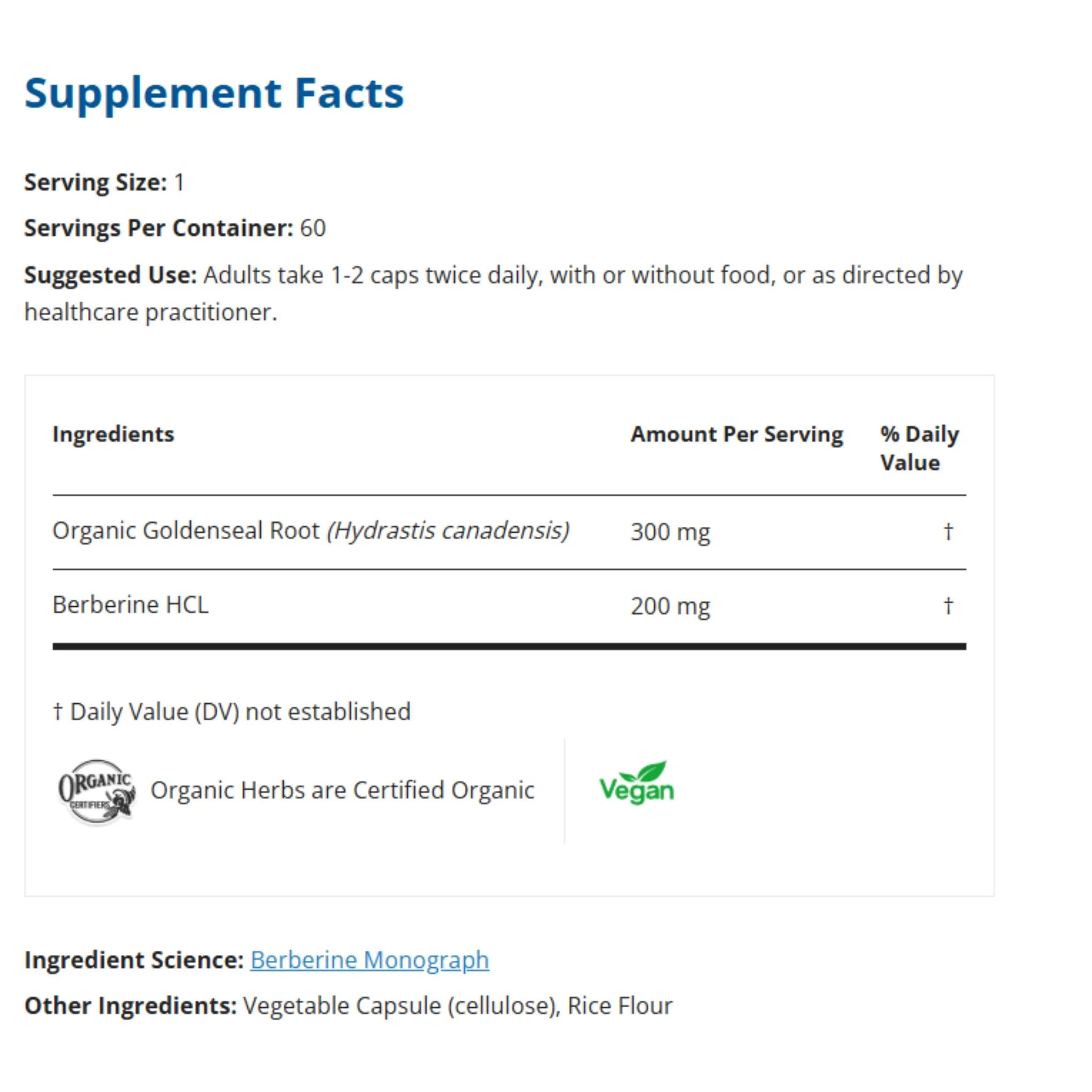 Restorative Formulations Berberine GS Px 60 Vegi-Capsules