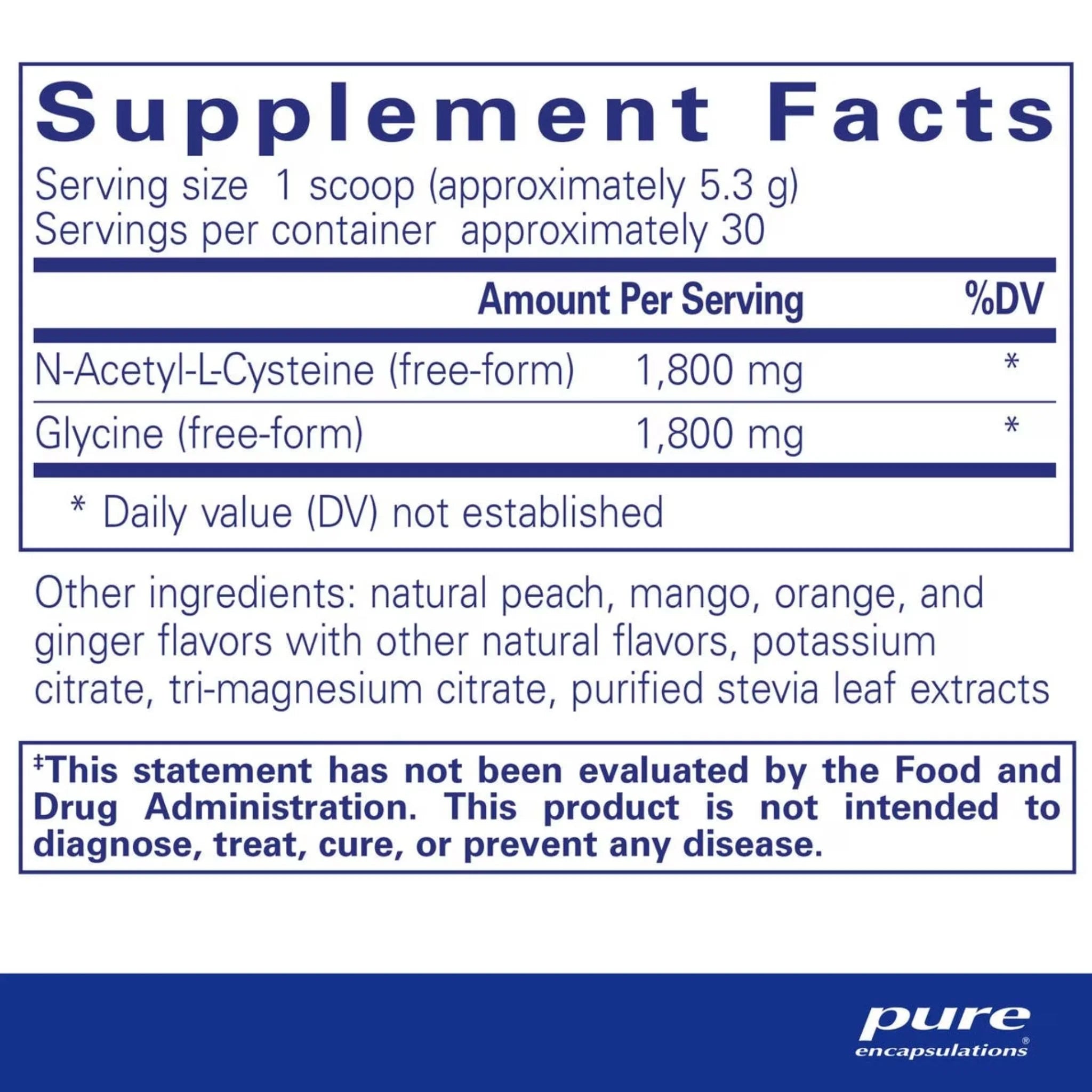 Pure Encapsulations Nac + Glycine 159g - Nature's Source Inc