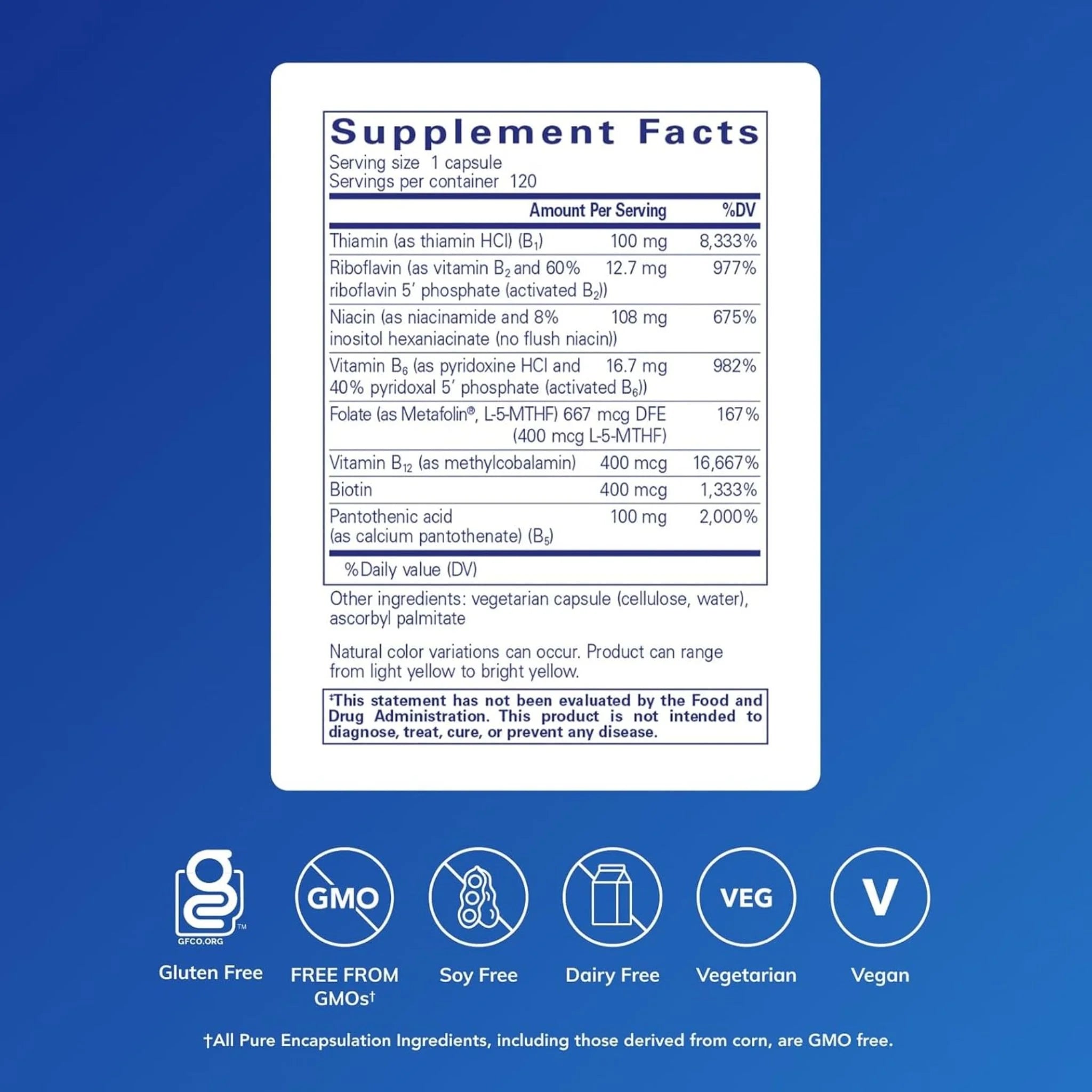 Pure Encapsulations B - Complex Plus 120 Veg - Caps - Nature's Source Inc