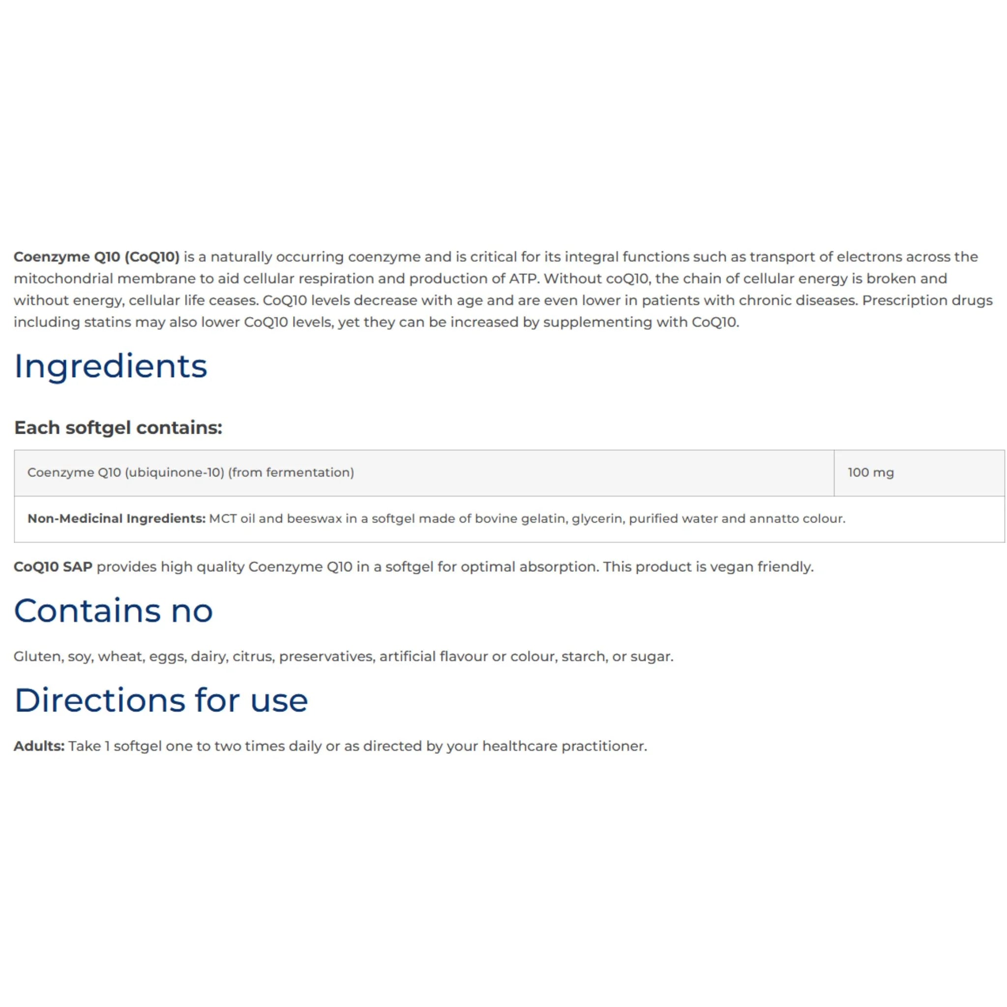 NFH CoQ10 SAP 60 Softgels