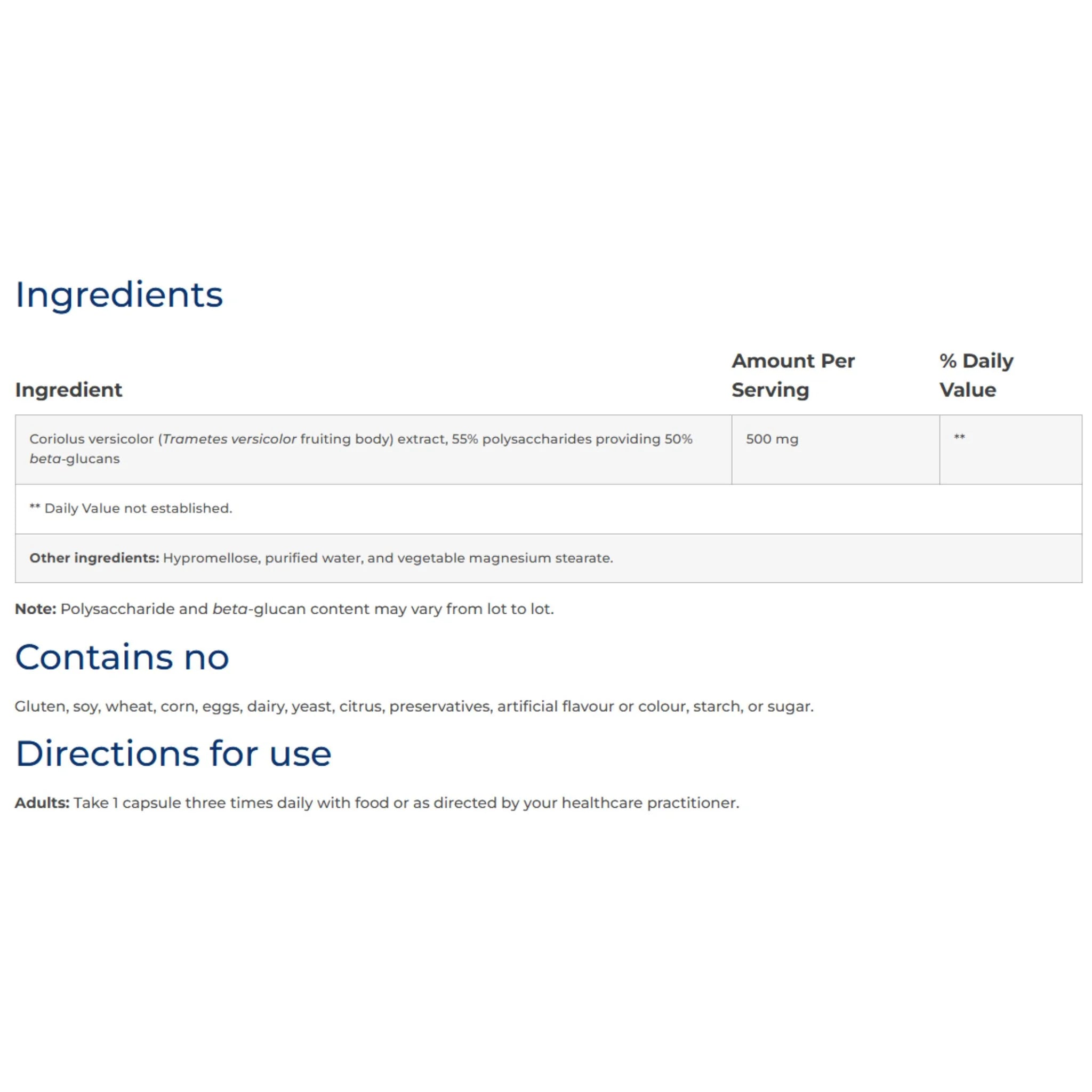 NFH Coriolus Versicolor SAP 500mg 120 Capsules