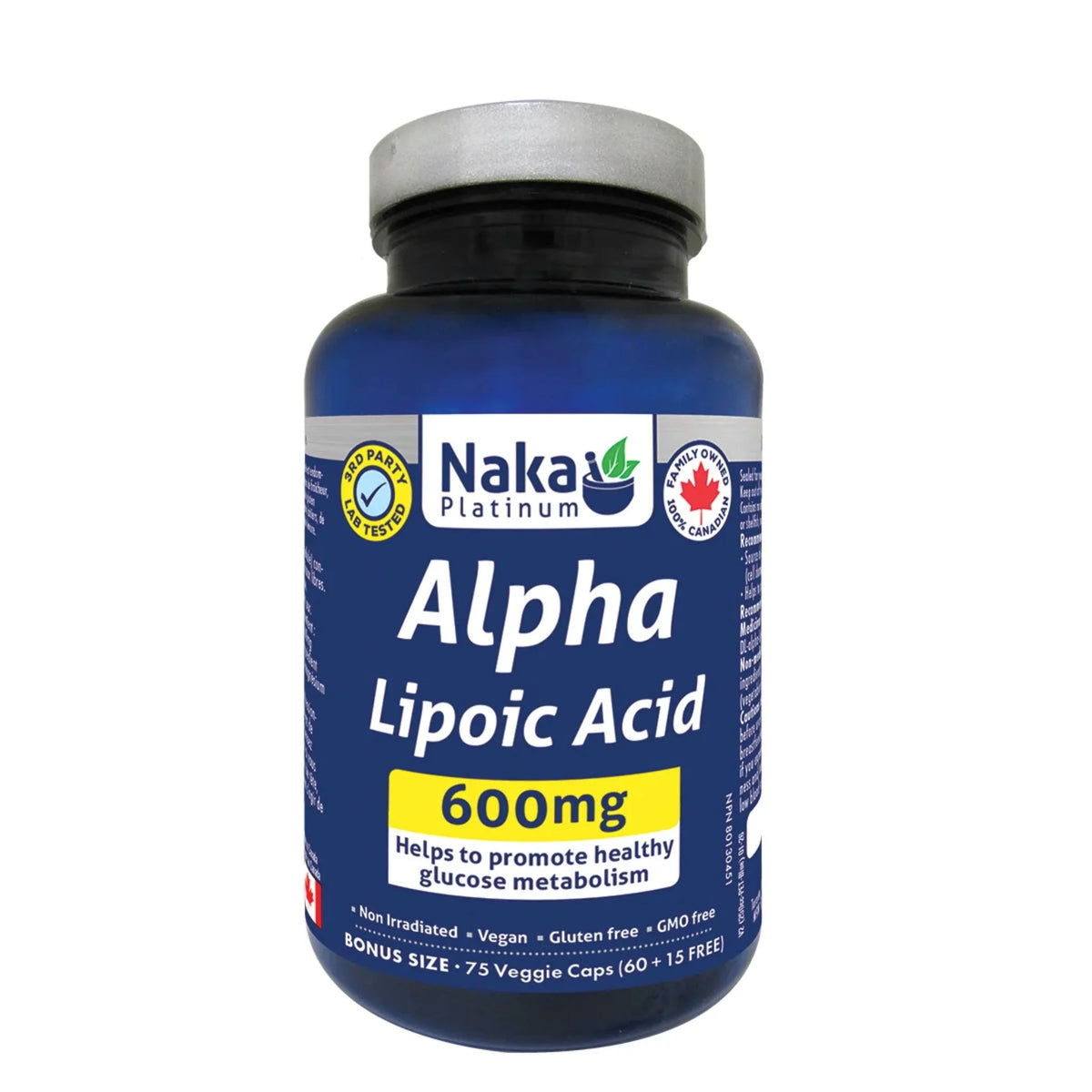 Naka Platinum Alpha Lipoic Acid 600mg 75 Vegan Capsules