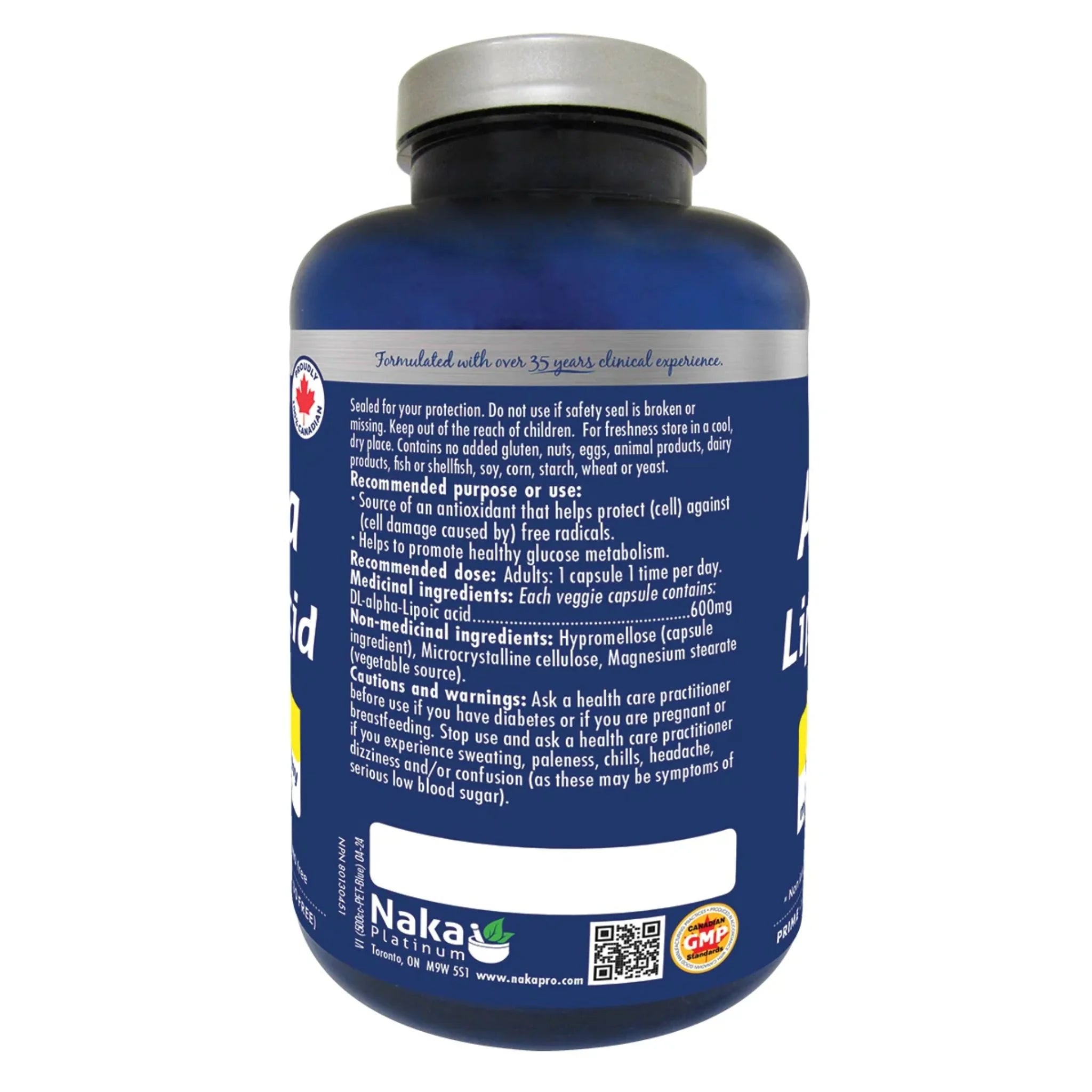 Naka Platinum Alpha Lipoic Acid 600mg 75 Vegan Capsules