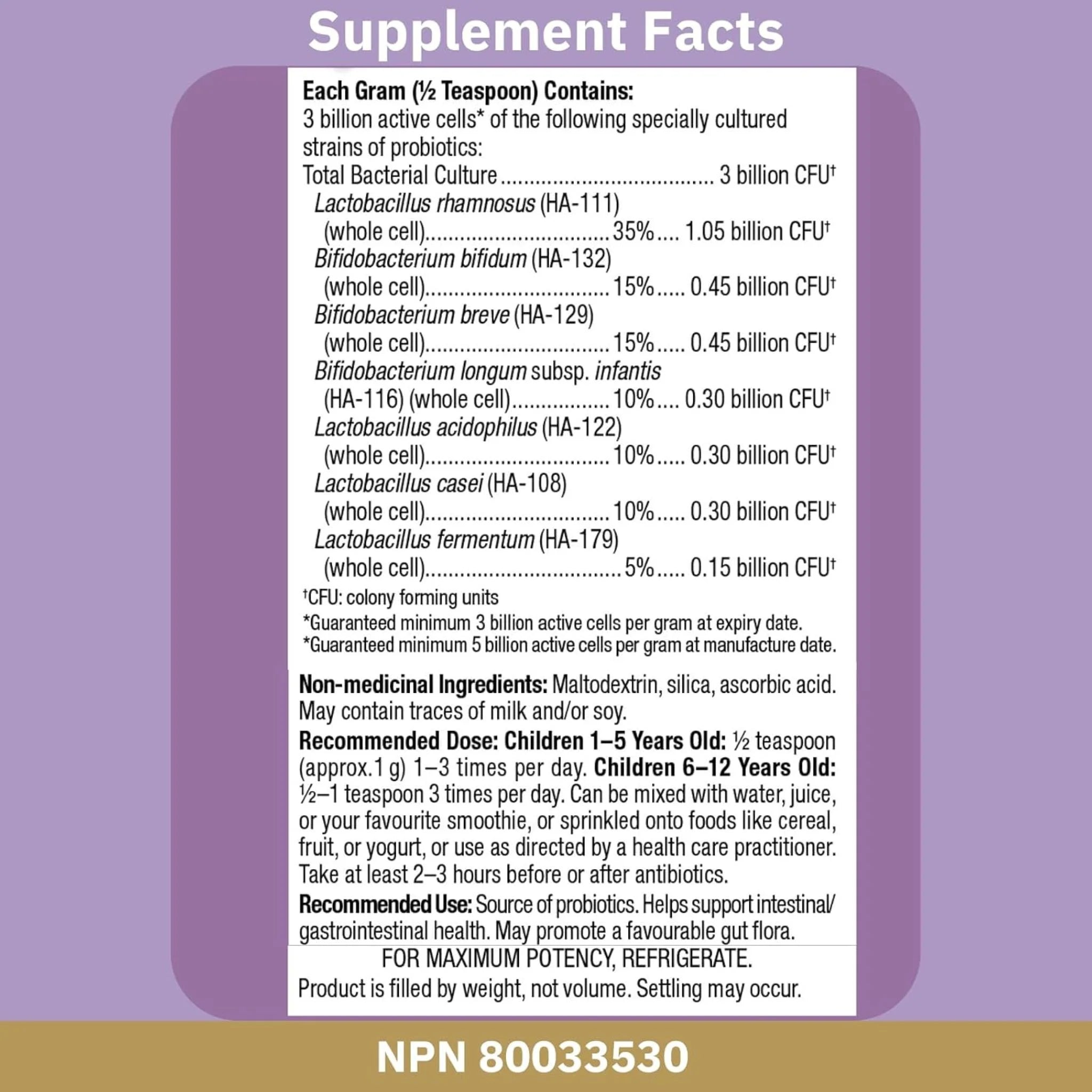 Bioclinic Naturals Children's Multi Probiotic, 7 Strain Formula Powder 60g