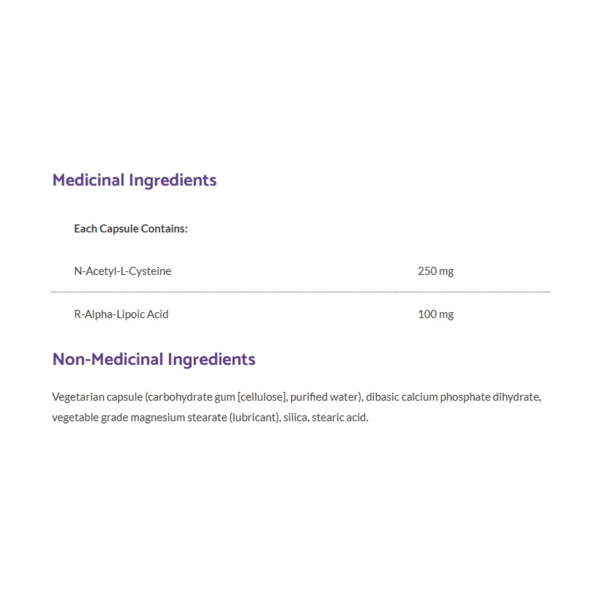 Bioclinic Naturals NAC & ALA 500mg 200mg 90 Vegetarian Capsules - Nature's Source Inc
