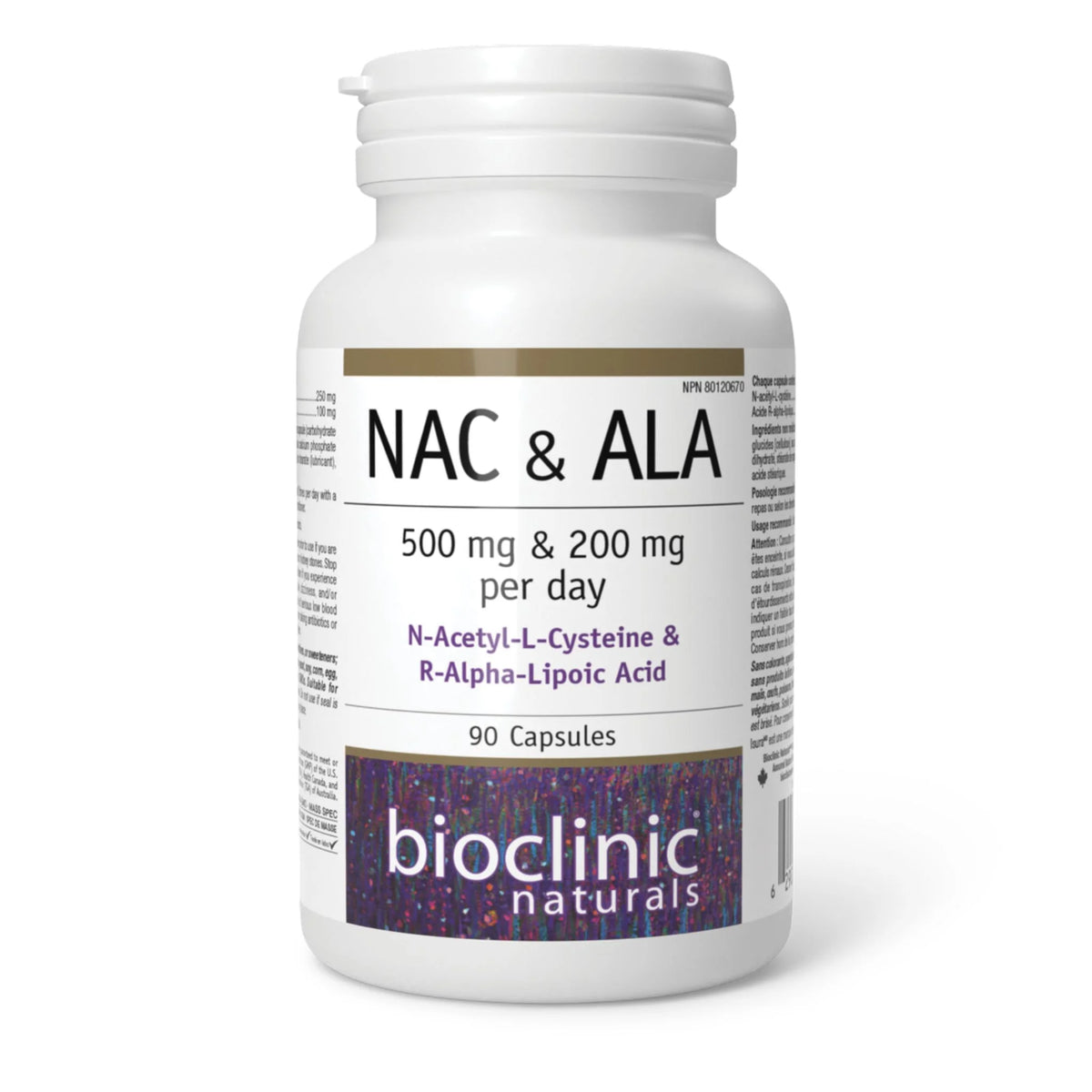 Bioclinic Naturals NAC & ALA 500mg 200mg 90 Vegetarian Capsules - Nature's Source Inc