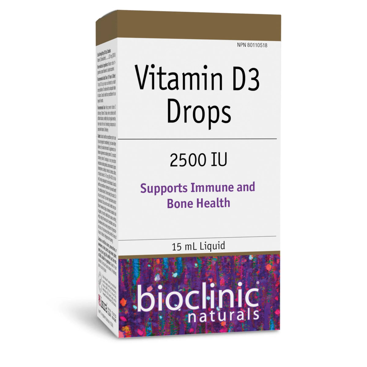 Bioclinic Naturals Vitamin D3 Drops 2500IU 15ml Liquid