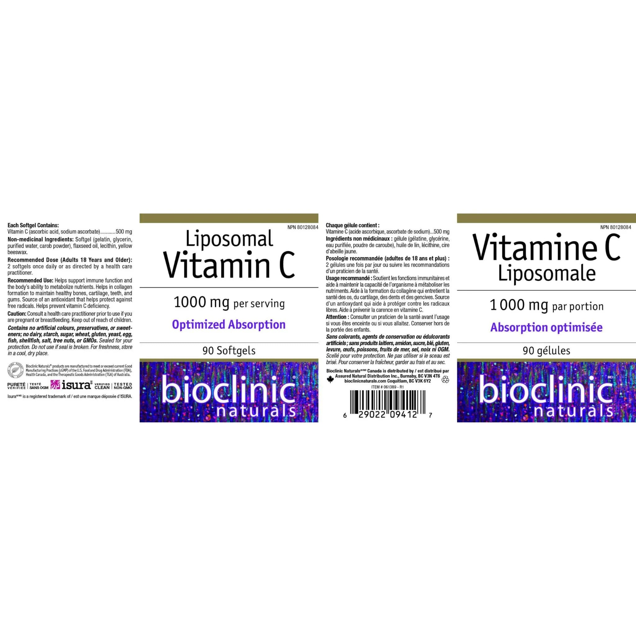 Bioclinic Naturals Liposomal Vitamin C 1000mg 90 Softgels - Nature's Source Inc