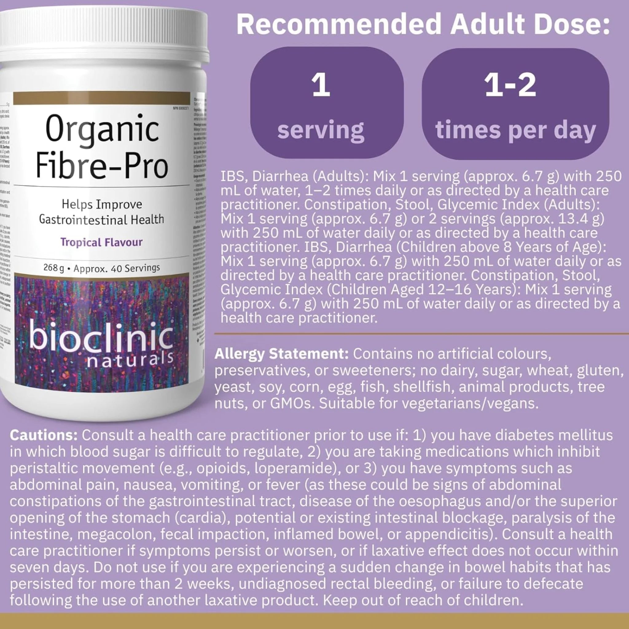 Bioclinic Naturals Organic Fibre-Pro 268g
