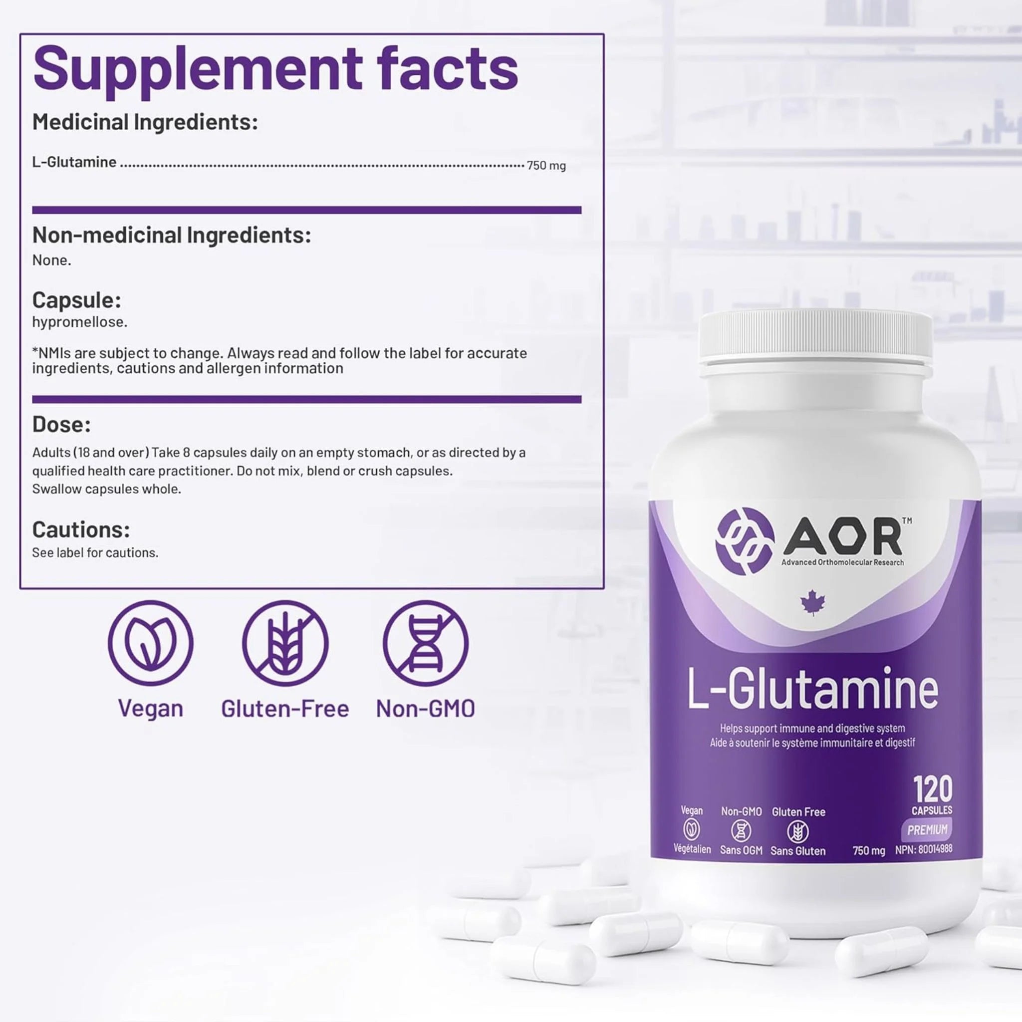 AOR L-Glutamine 120 Veg-Caps - Nature's Source Inc